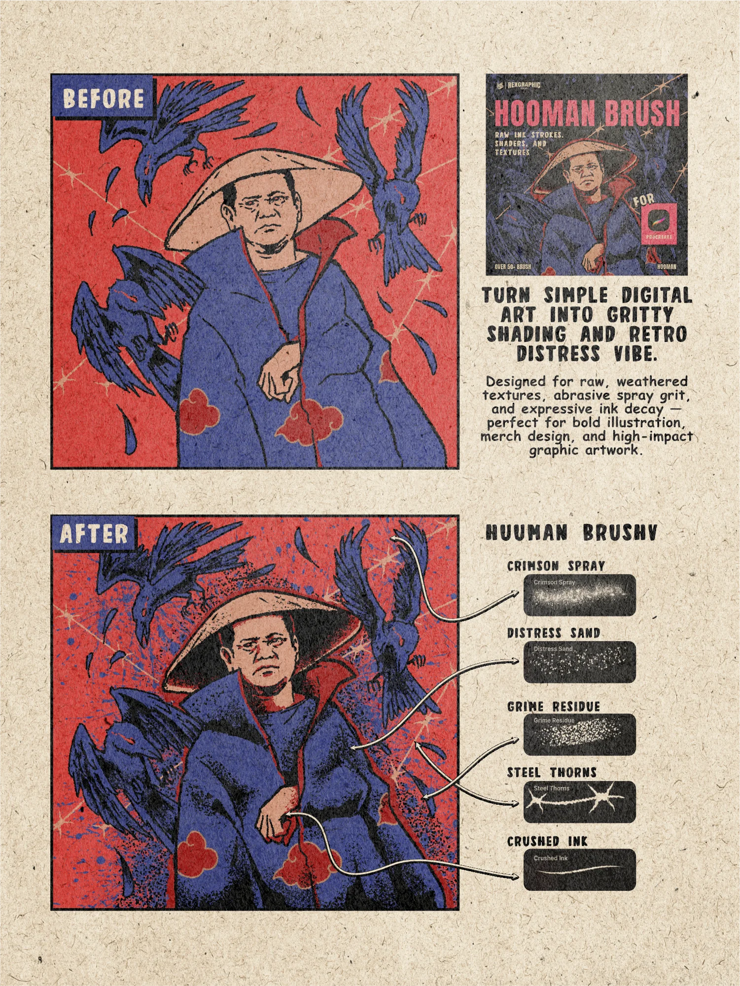 HOOMAN BRUSH - Raw Brush Pack (Procreate & Affinity) product image (5)
