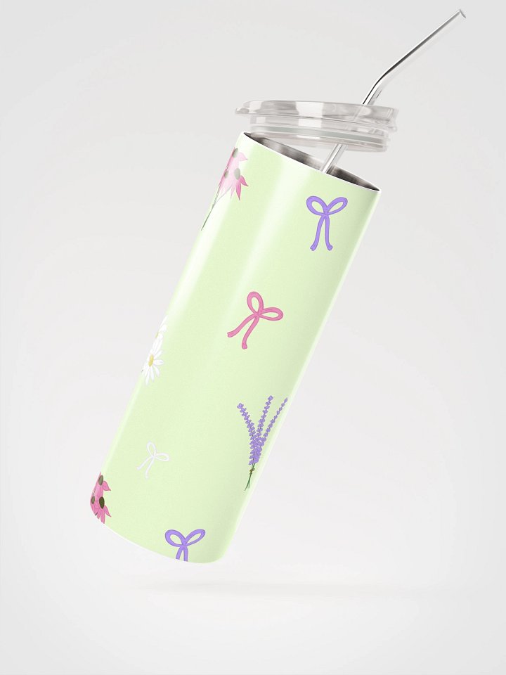 Wildflowers and Bows Pattern- Green Background Stainless Steel Tumbler product image (2)