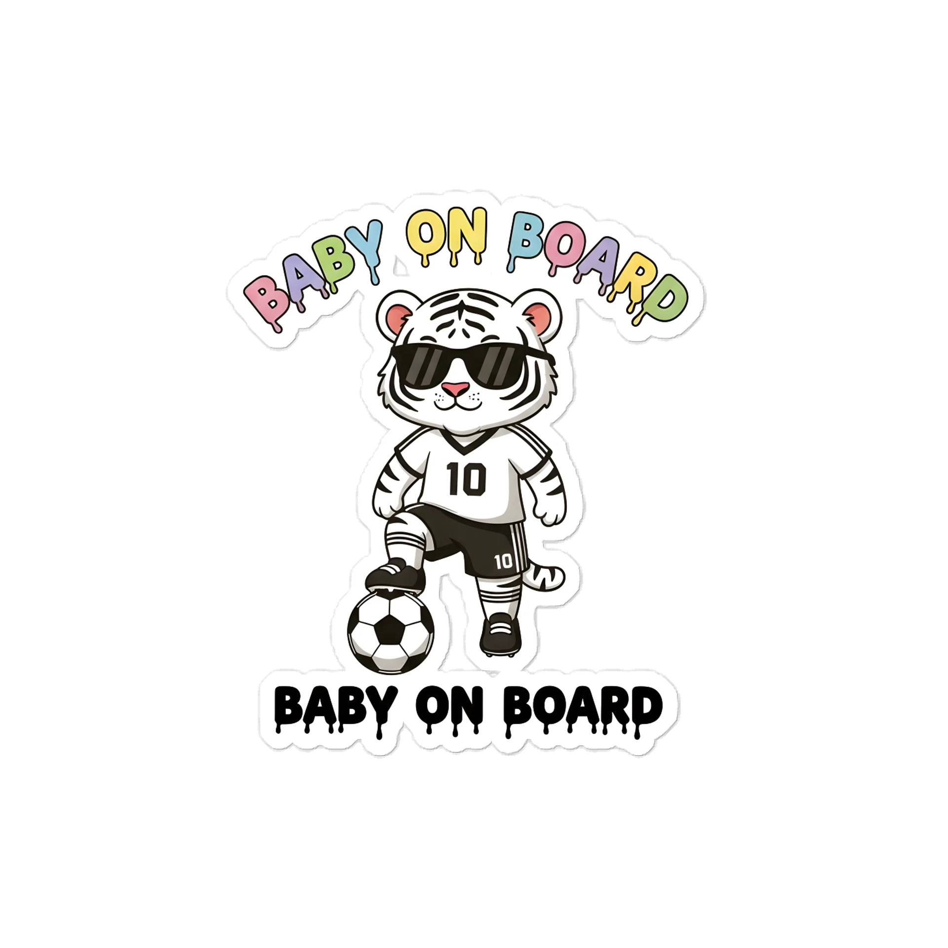 Funny Lion Soccer Baby on Board Sticker - 5x5 Weatherproof Vinyl Car Decal - Cute Lion Soccer Mom and Soccer Dad Gift product image (1)