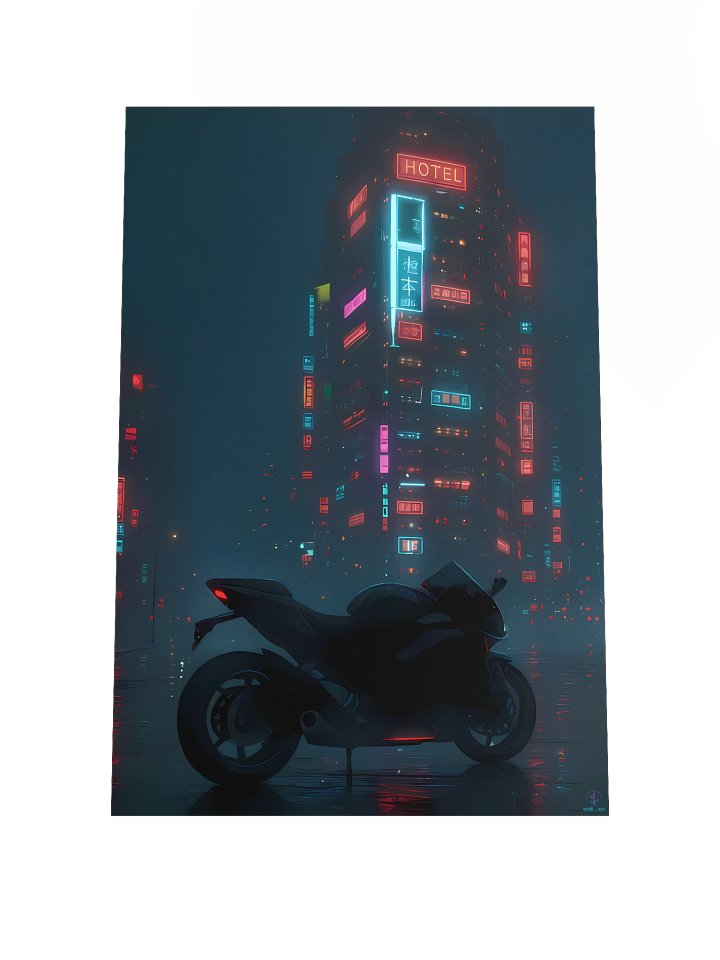 Cyberpunk Motorcycle Night Ride Poster - Futuristic Neon City Wall Art (12x18", 20x30", 24x36") product image (1)