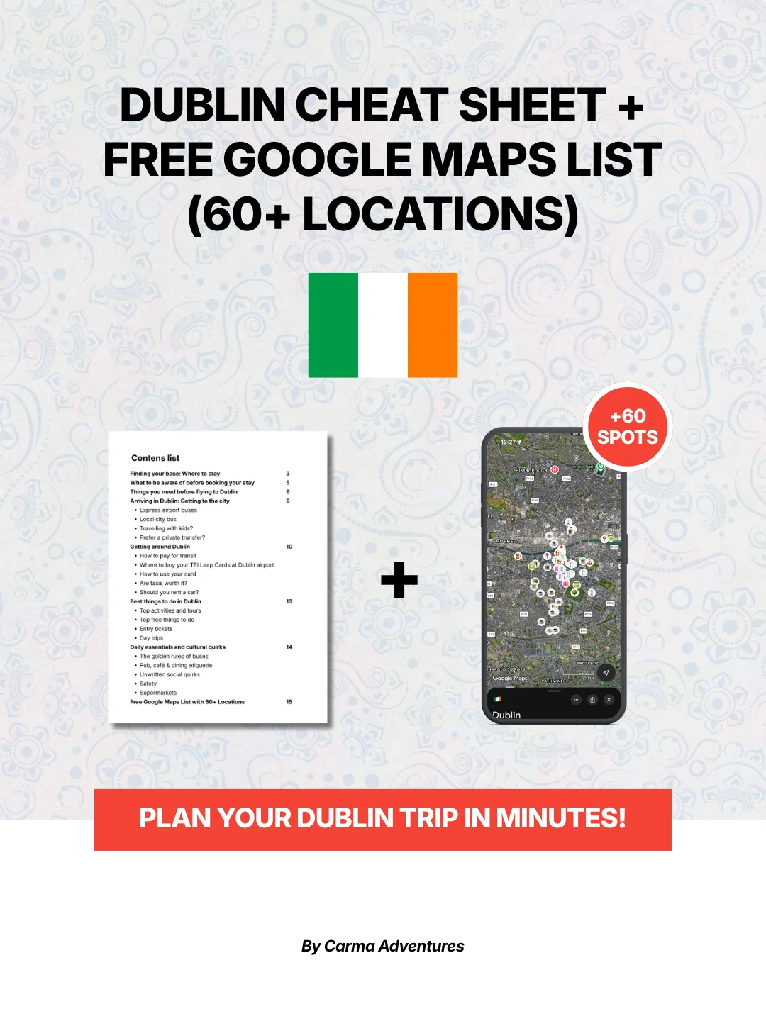 Dublin Cheat Sheet + FREE Google Maps List (60+ LOCATIONS) product image (1)