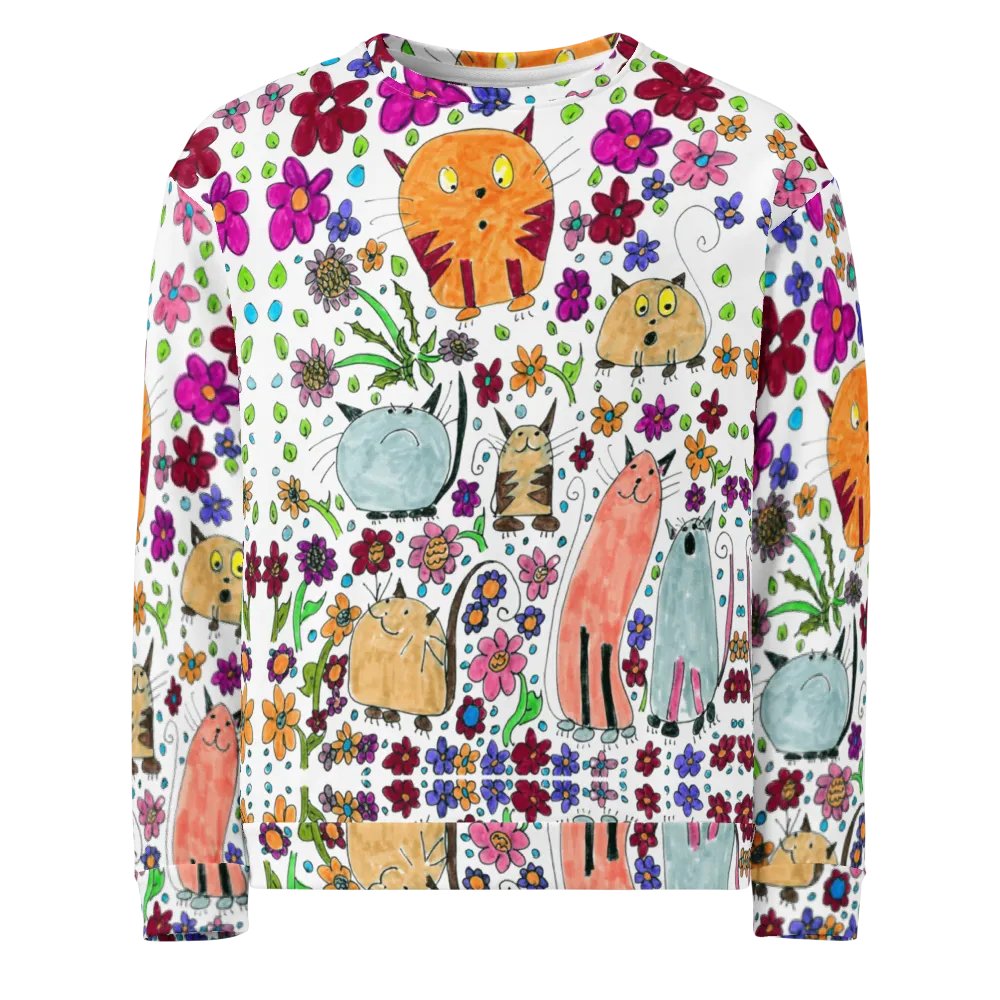 Abstract Floral Doodle Art Cats Unisex Sweatshirt product image (3)