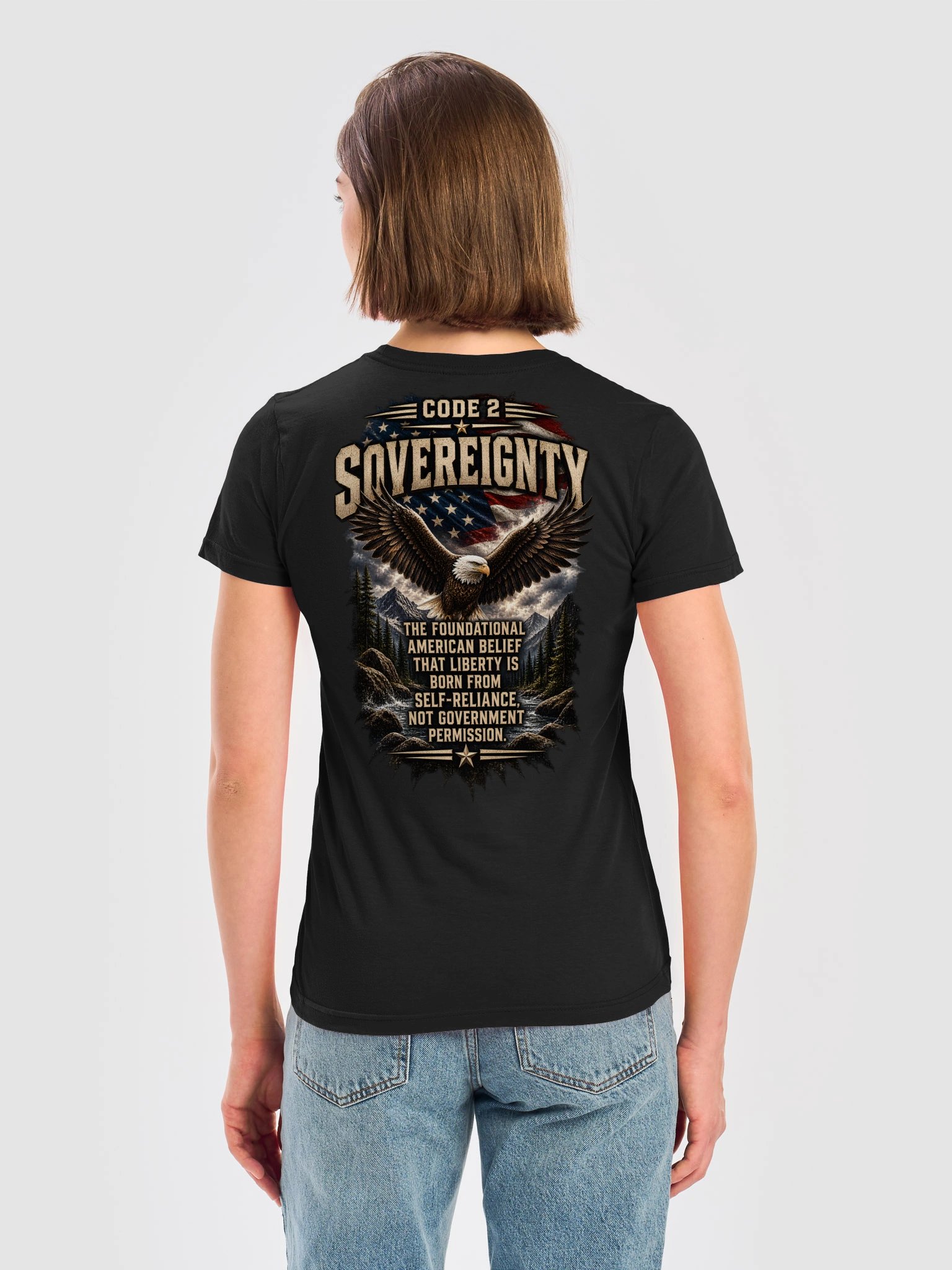 Keeper’s Code™ Women’s CODE 02 Sovereignty Self-Reliance Eagle T-Shirt product image (8)