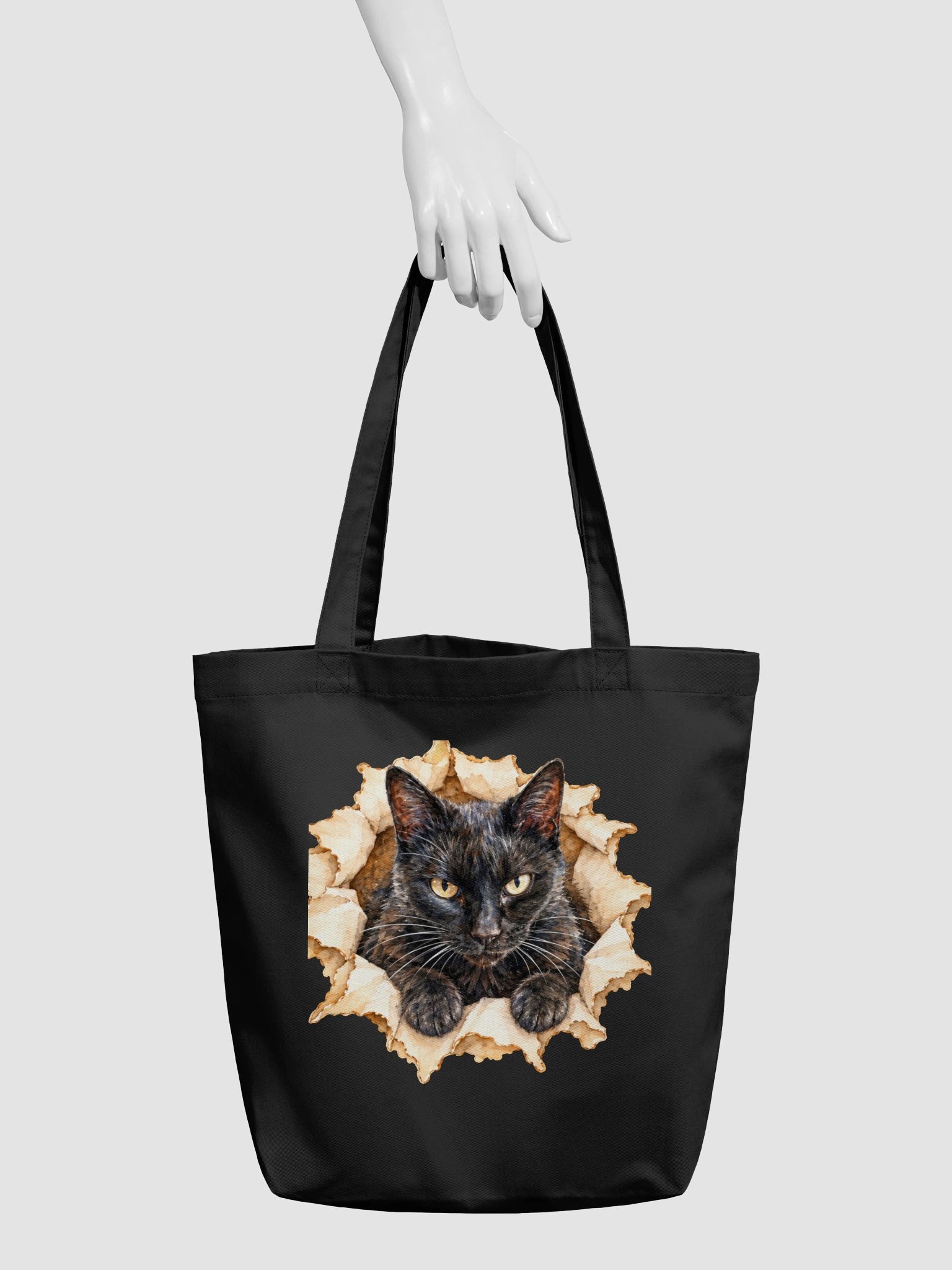 Peekaboo Black Cat Front and Back Tote Bag product image (6)