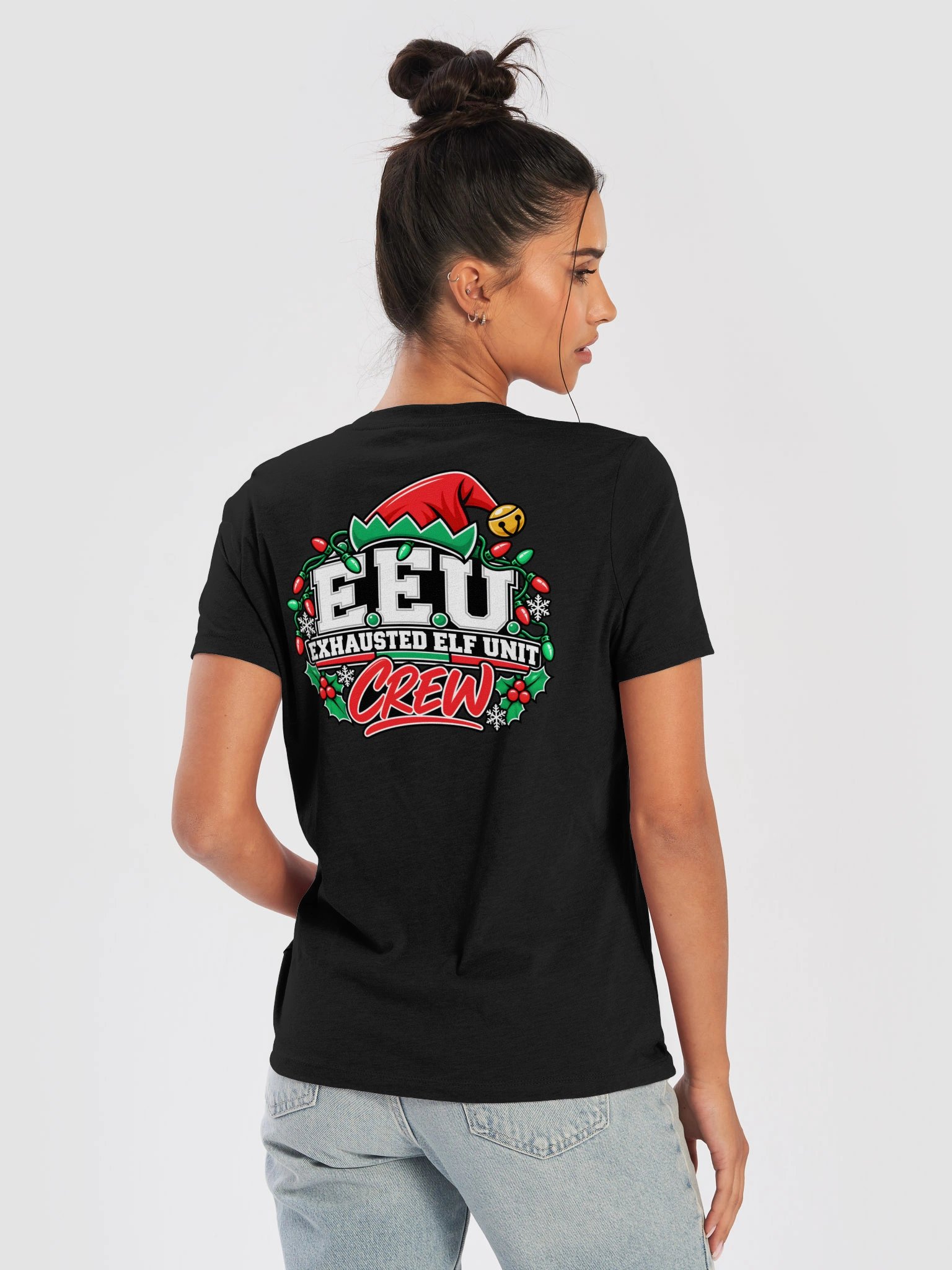 Exhausted Elf Unit Crew Women's V-Neck | Black product image (10)