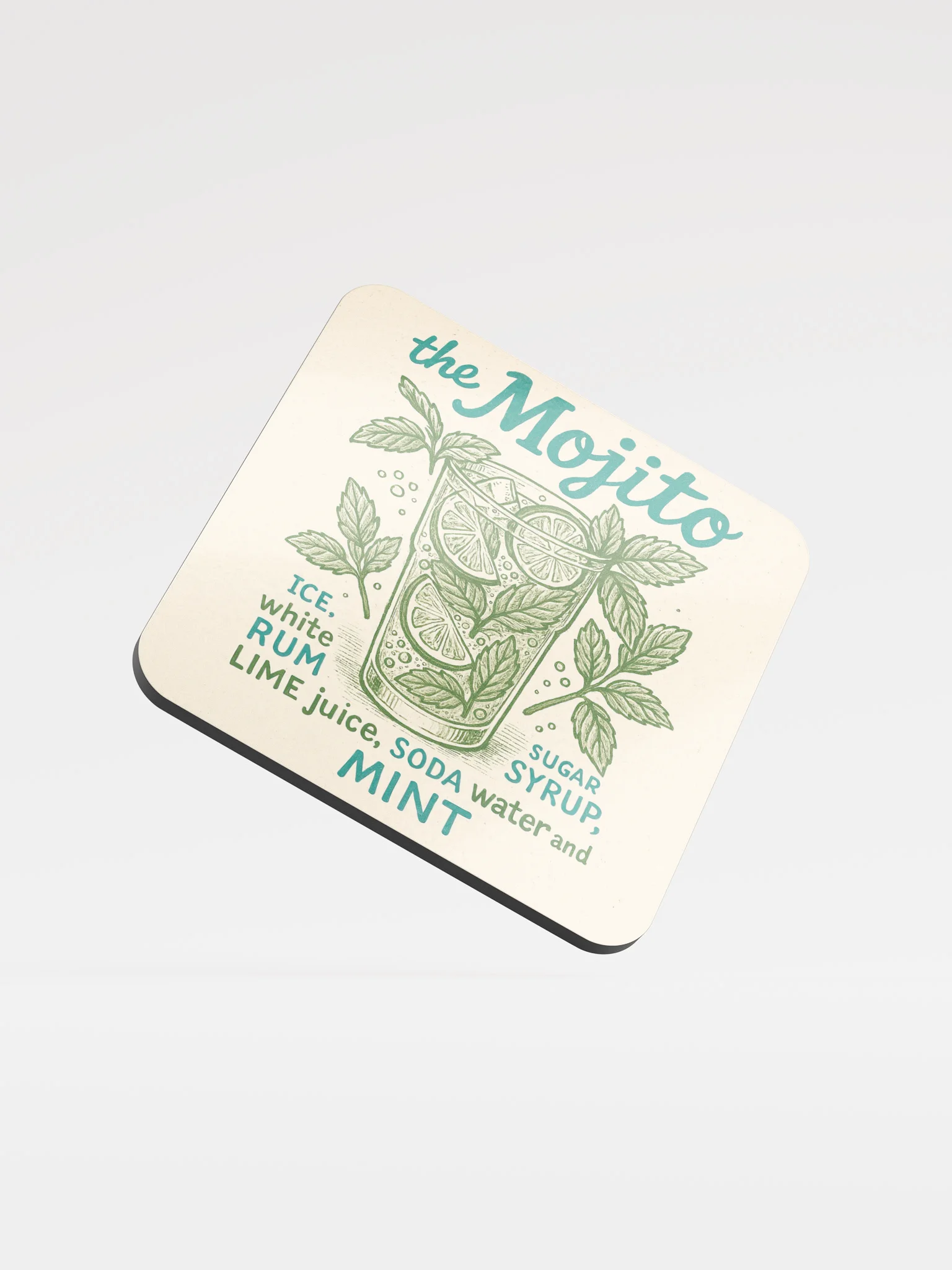 Mojito Cocktail Coaster – Illustrated Drink Recipe Decor product image (2)