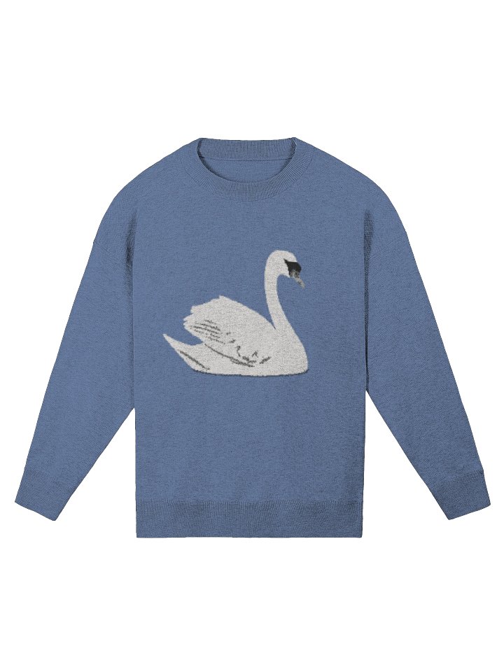 Minimalist Swan Jacquard Sweater – 4-Color Relaxed Knit Pullover product image (2)