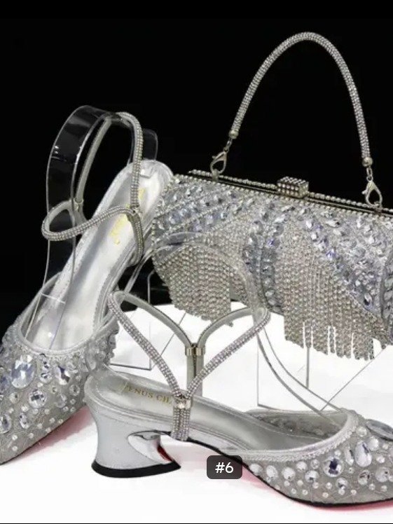 Luxury Women's Rhinestone Pointed-Toe High Heel Shoes and Matching Handbag Set – Elegant Slingback Pumps for Weddings, Parties & Evening Events product image (6)