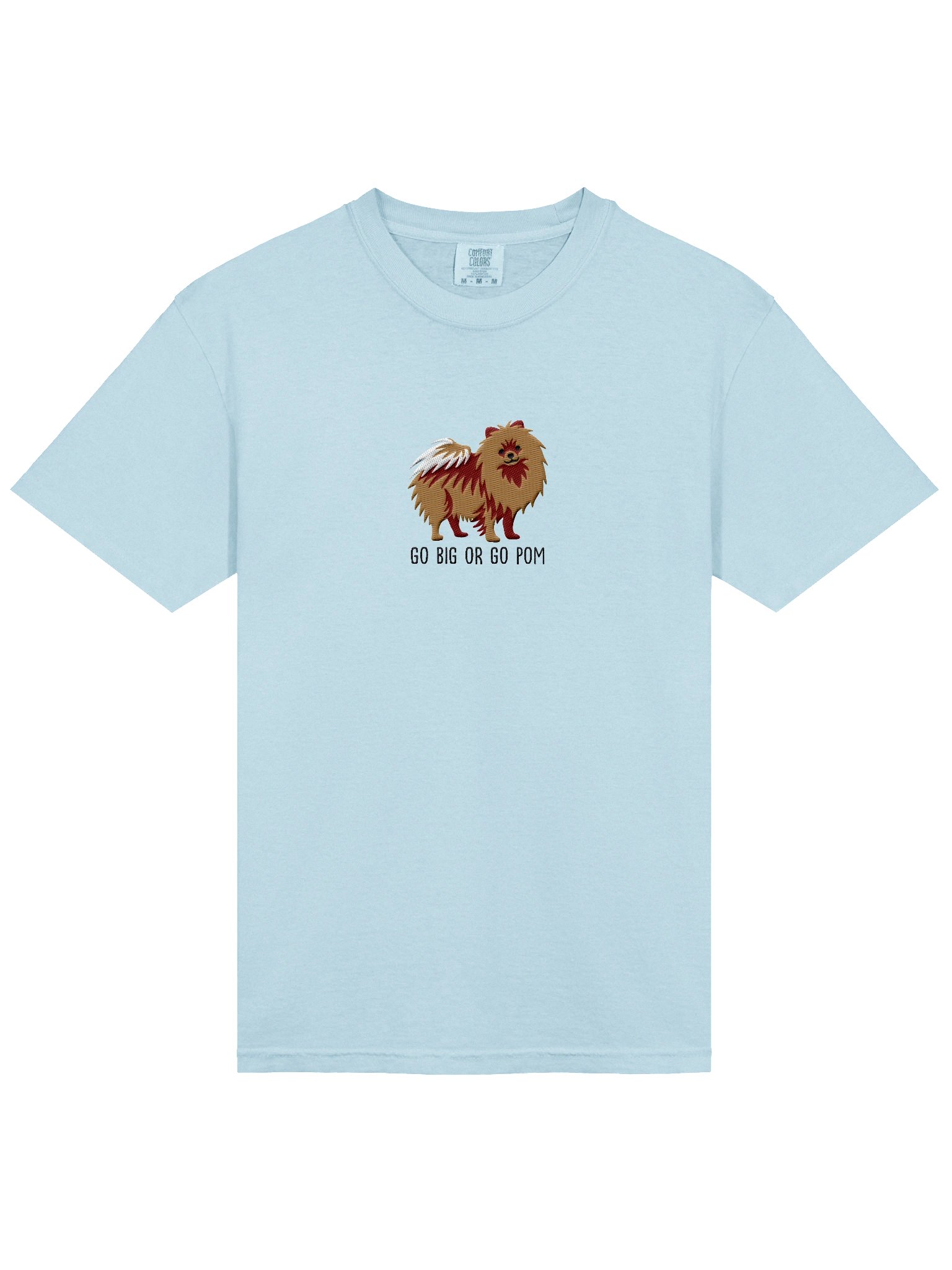 Go Big or Go Pom T-Shirt(Embroidered) of a Pomeranian(Tan) product image (6)
