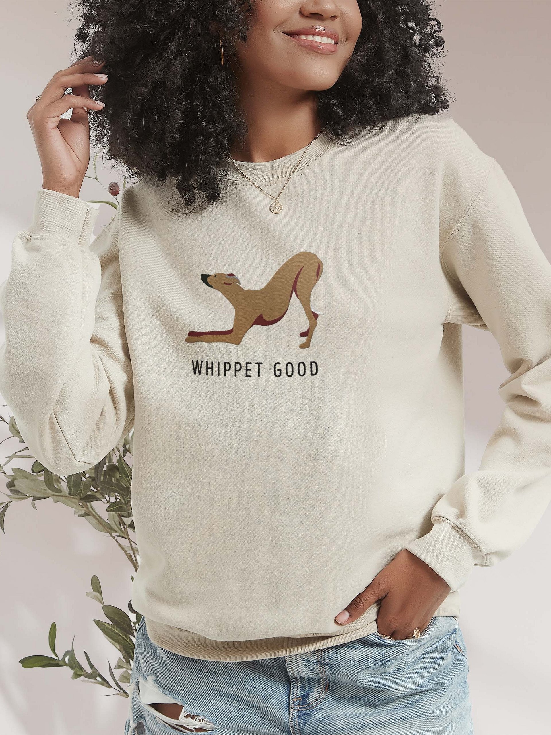 Whippet Good Sweatshirt (Embroidered) of a Whippet(Tan) product image (2)