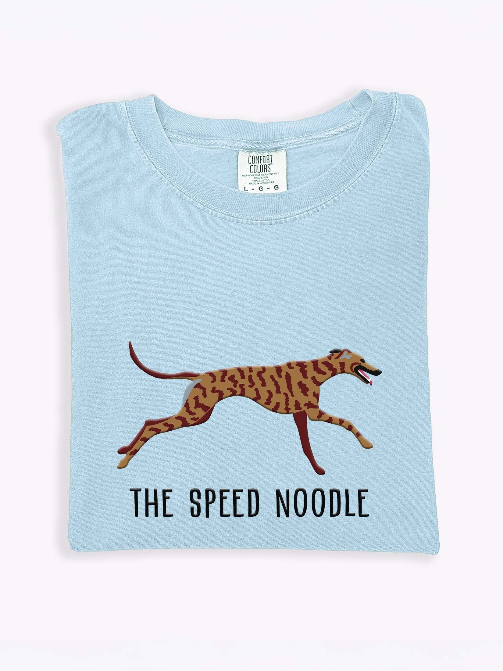 The Speed Noodle T-Shirt(Embroidered) of a Greyhound(Brindle 2) product image (1)
