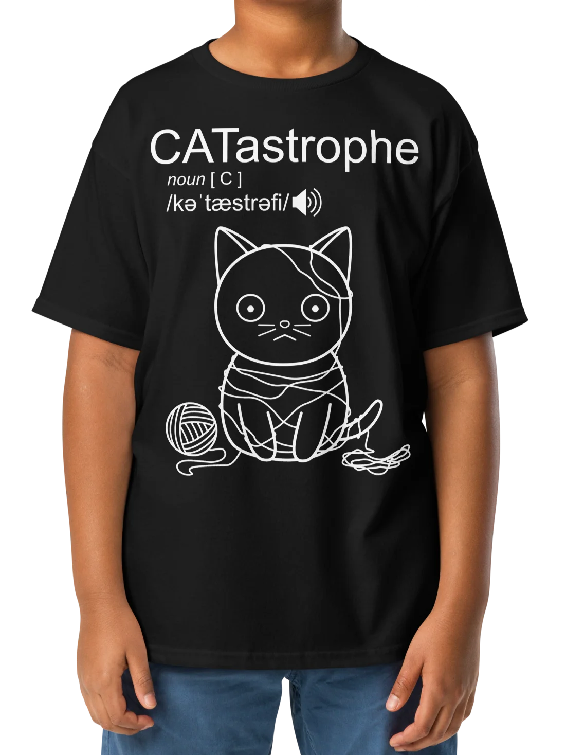 CATastrophe (Cat with Yarn) - Unisex Youth Heavyweight T-shirt product image (2)