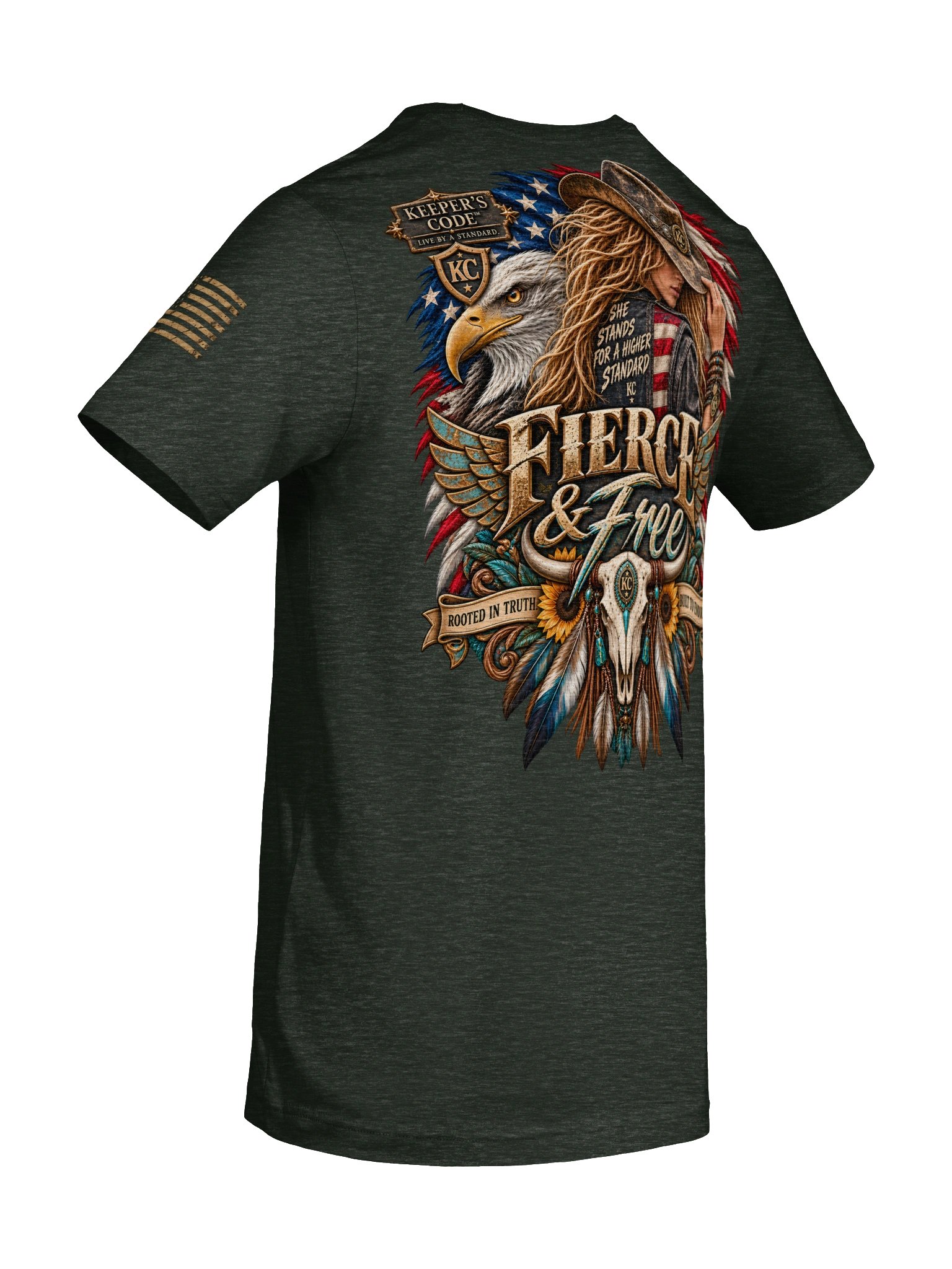 Keeper’s Code™ Women’s Fierce & Free Western Eagle Graphic T-Shirt product image (24)