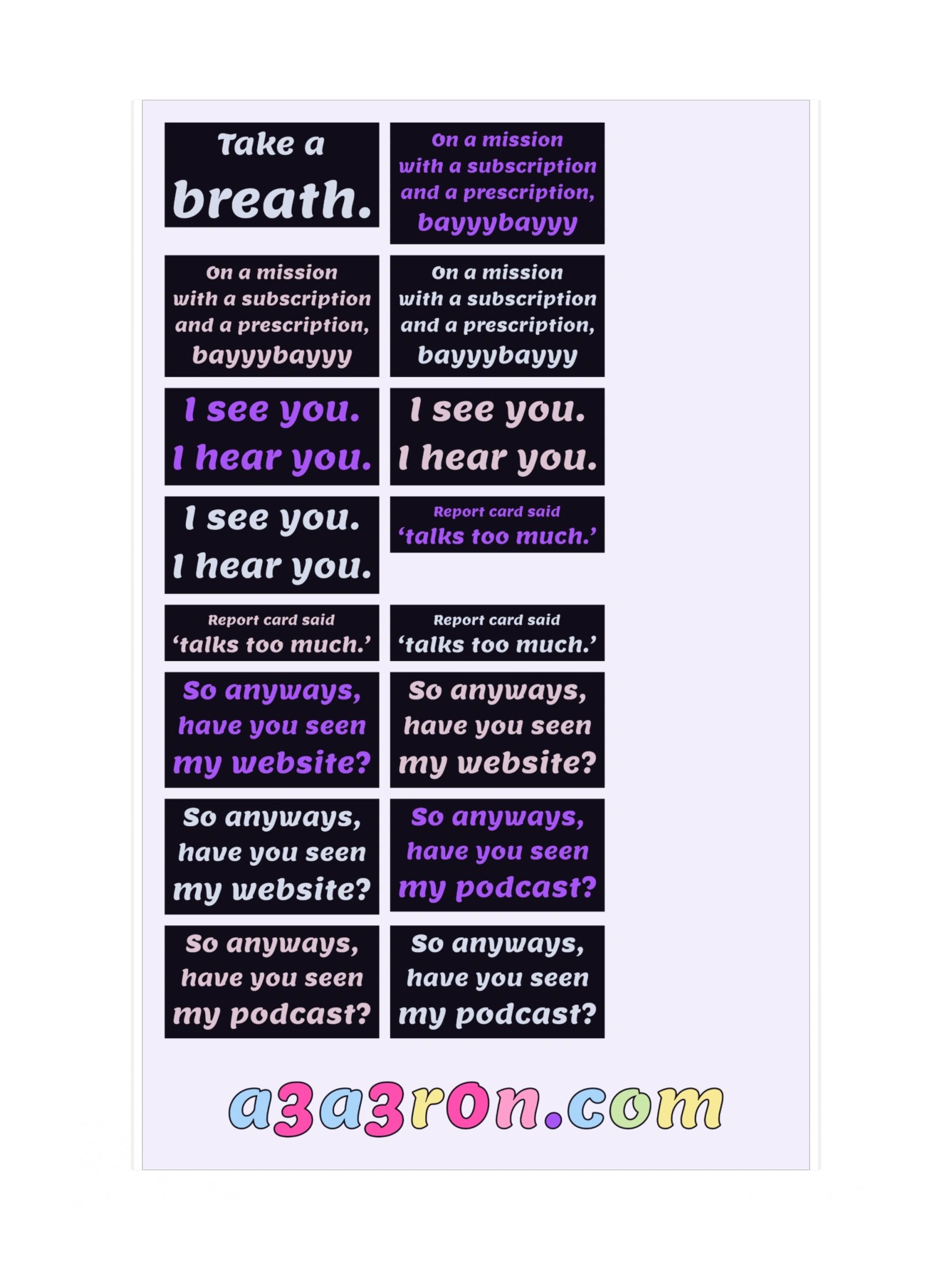 Mega Sticker Pack Vol 2 — Catchphrases · Block Sheet 3 product image (3)