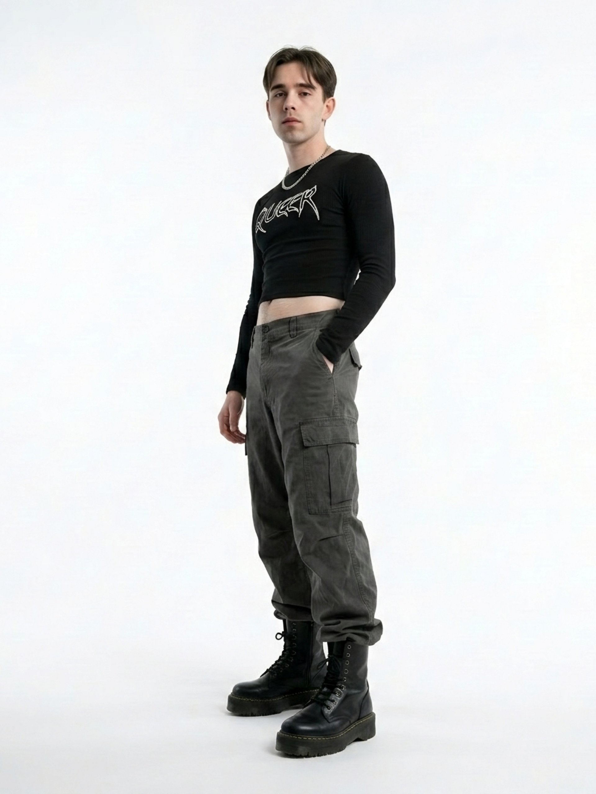 Black Ribbed "Queer" Graphic Crop product image (2)