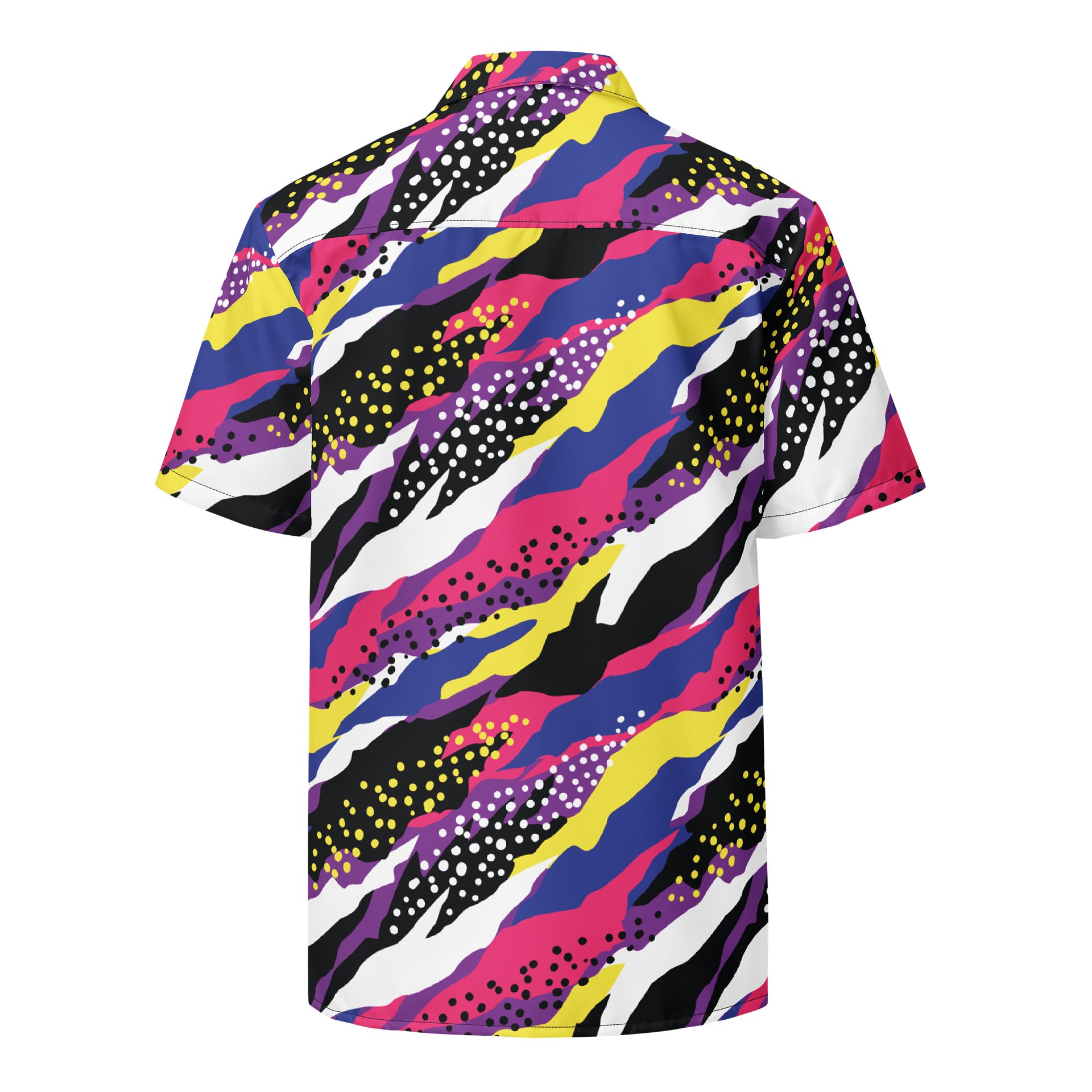 Retro 90s Cyber-Pop Waves | Vibrant All-Over Print Button Shirt product image (2)