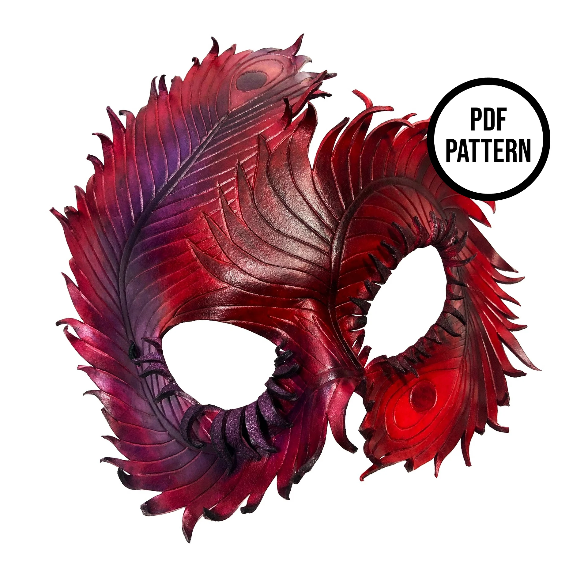 Peacock/Phoenix Mask PDF Pattern for Leather product image (3)