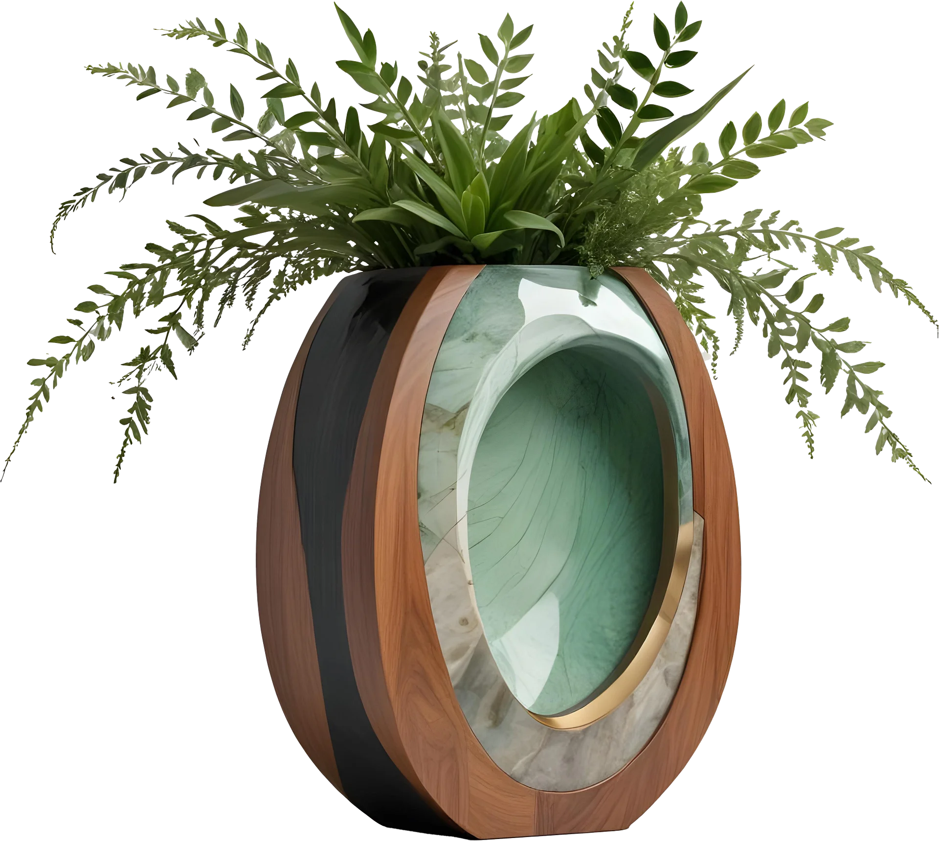 Luxe Botanique – Oval Emerald Vase PNG product image (1)