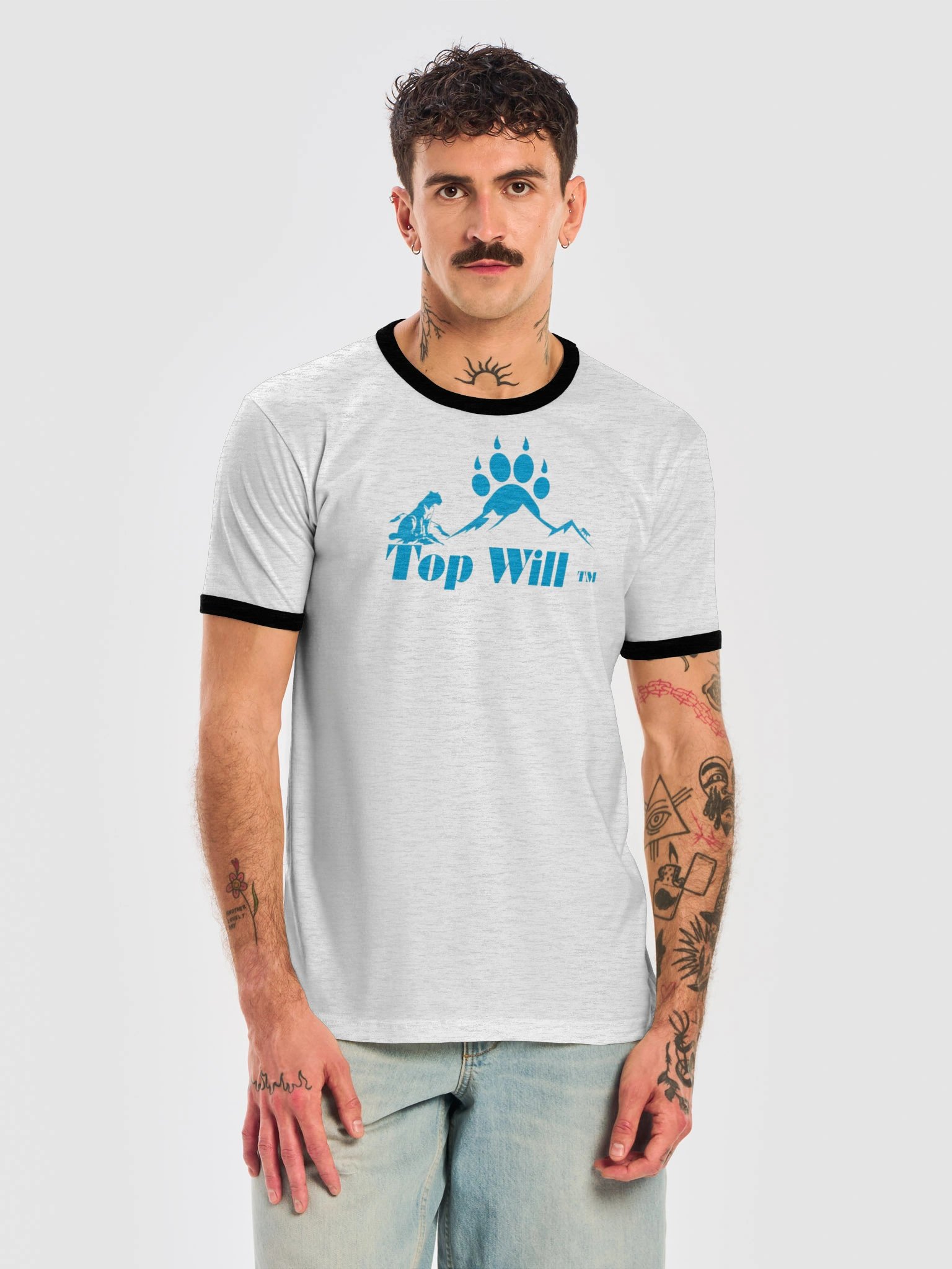Top Will™ Grey & Blue Unisex Ringer T-Shirt product image (5)