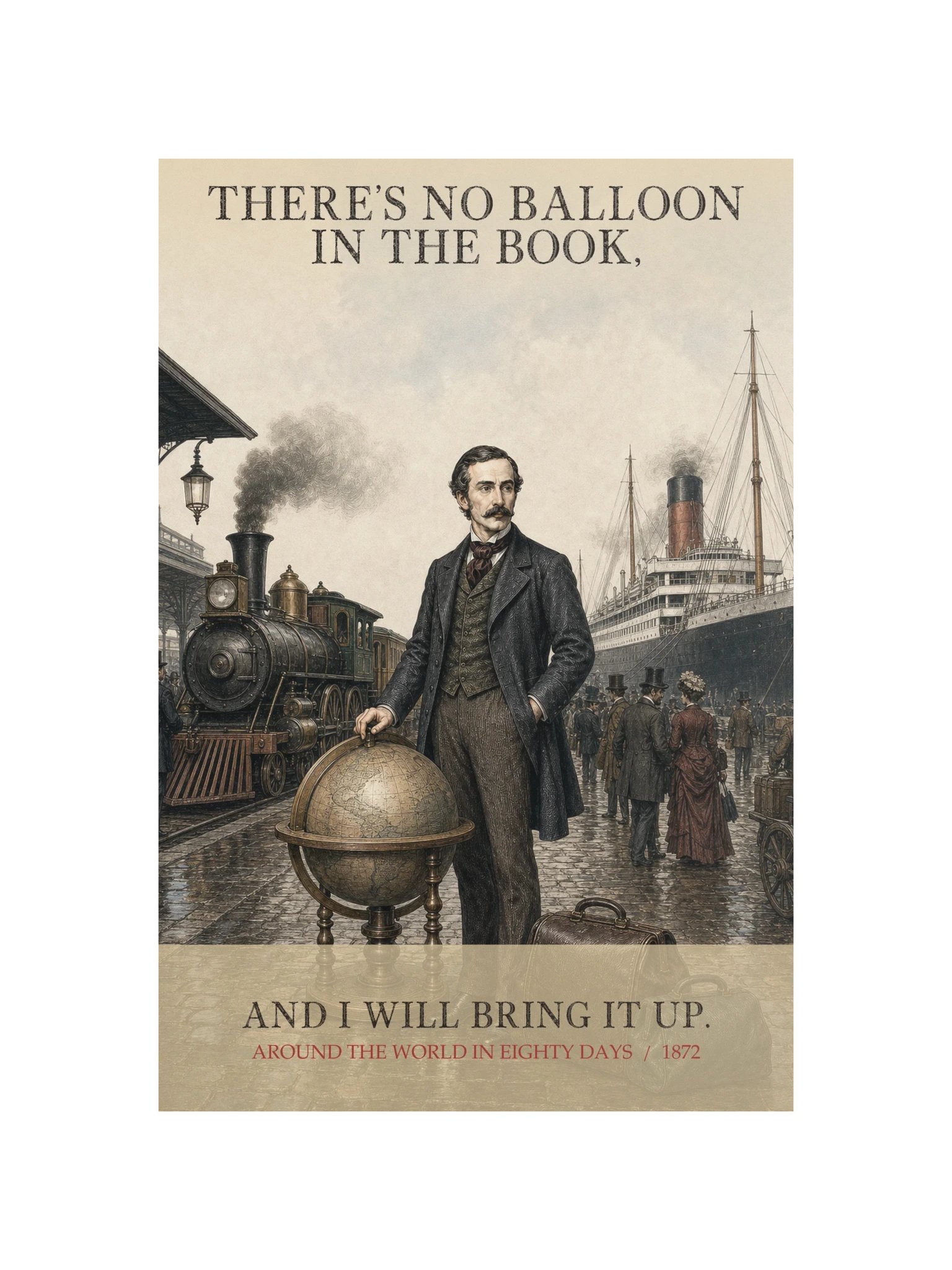 There S No Balloon Book Will Bring -- Around the World in Eighty Days Art Print product image (12)