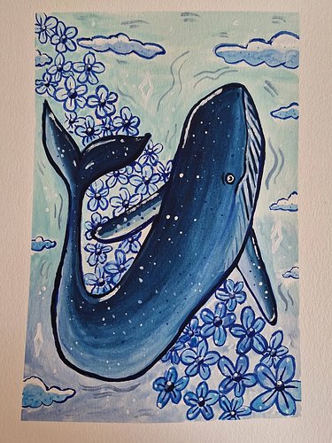 Blue 💙🐳

#whale #flowers #clouds #blue #gouache