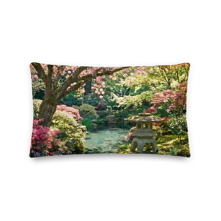 Serene Japanese Garden & Koi Pond Reversible Throw Pillow - Spring Cherry Blossom Decor product image (2)