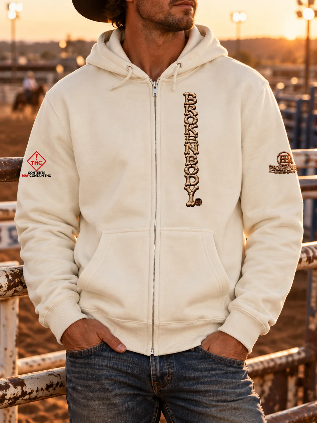 Bronc Riding Hoodie — Ride It ’Til It Quits Full-Zip Rodeo Hoodie | Broken Roughstock™ product image (1)