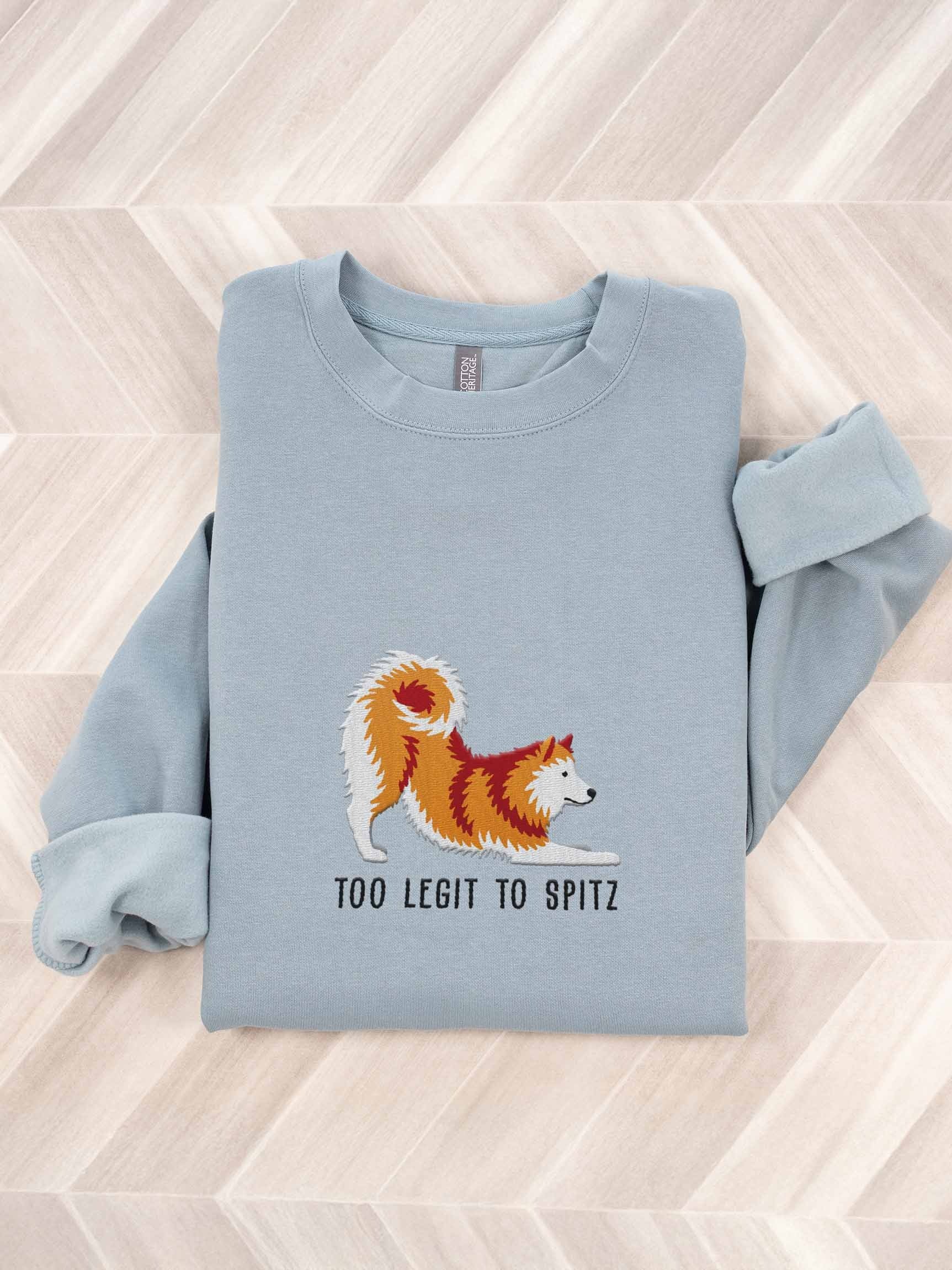 Too Legit to Spitz Sweatshirt (Embroidered) of a Finnish Spitz(Gold) product image (1)