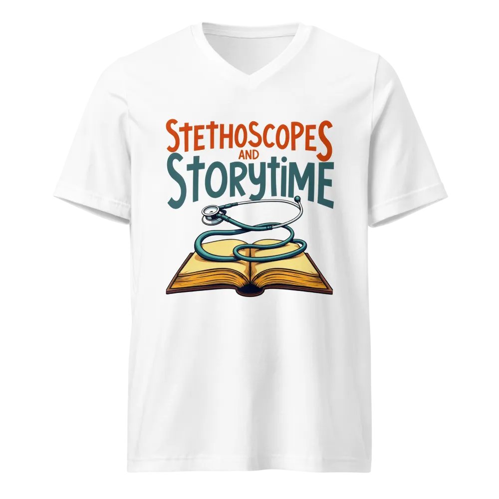 Stethoscopes and Storytime V-Neck Tee product image (1)