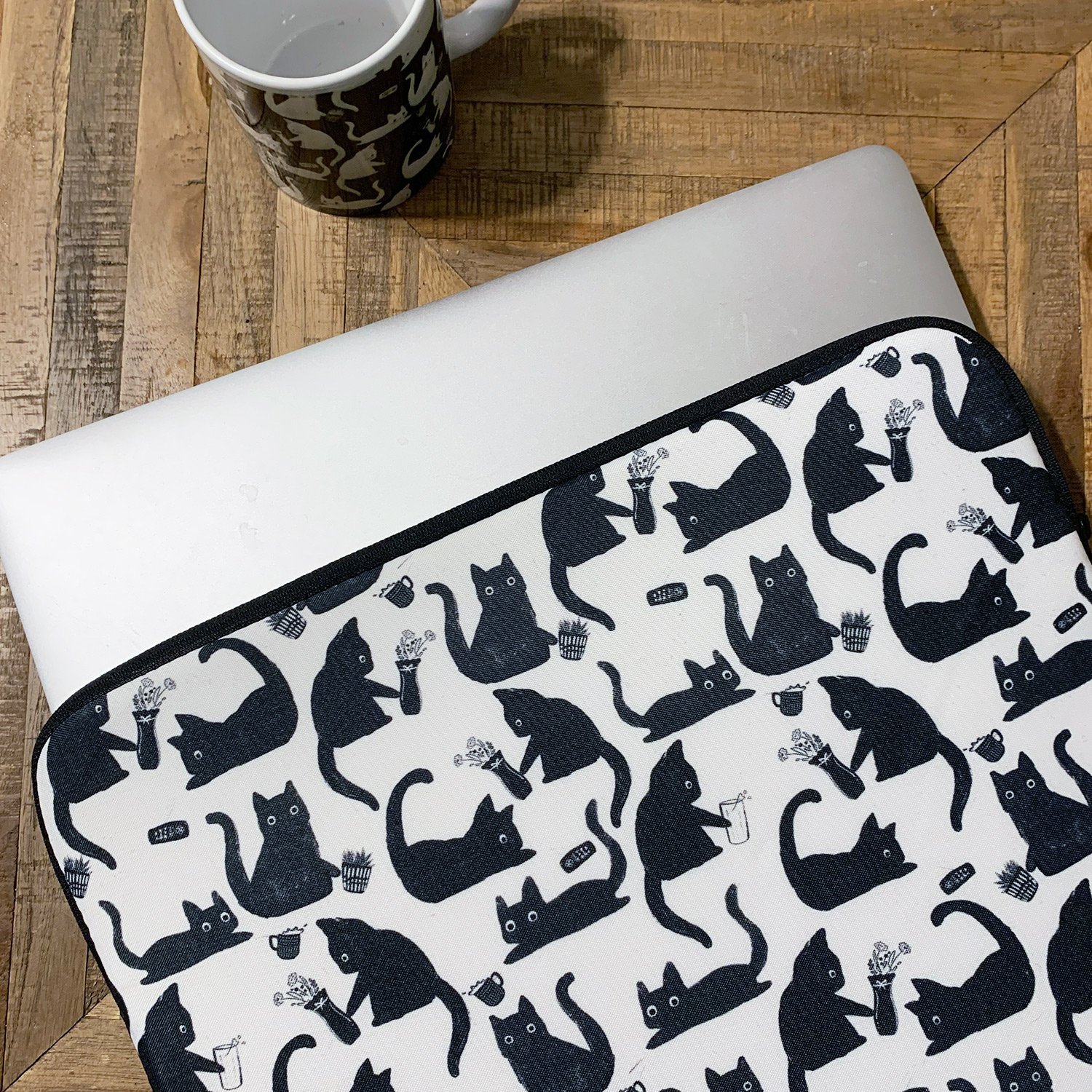 Bad Cats Knocking Stuff Over Patterned Laptop Sleeve product image (3)