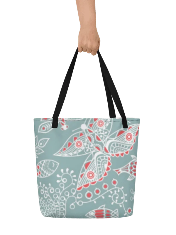 Abstract Butterfly Tote With Pocket Bag #733 product image (2)