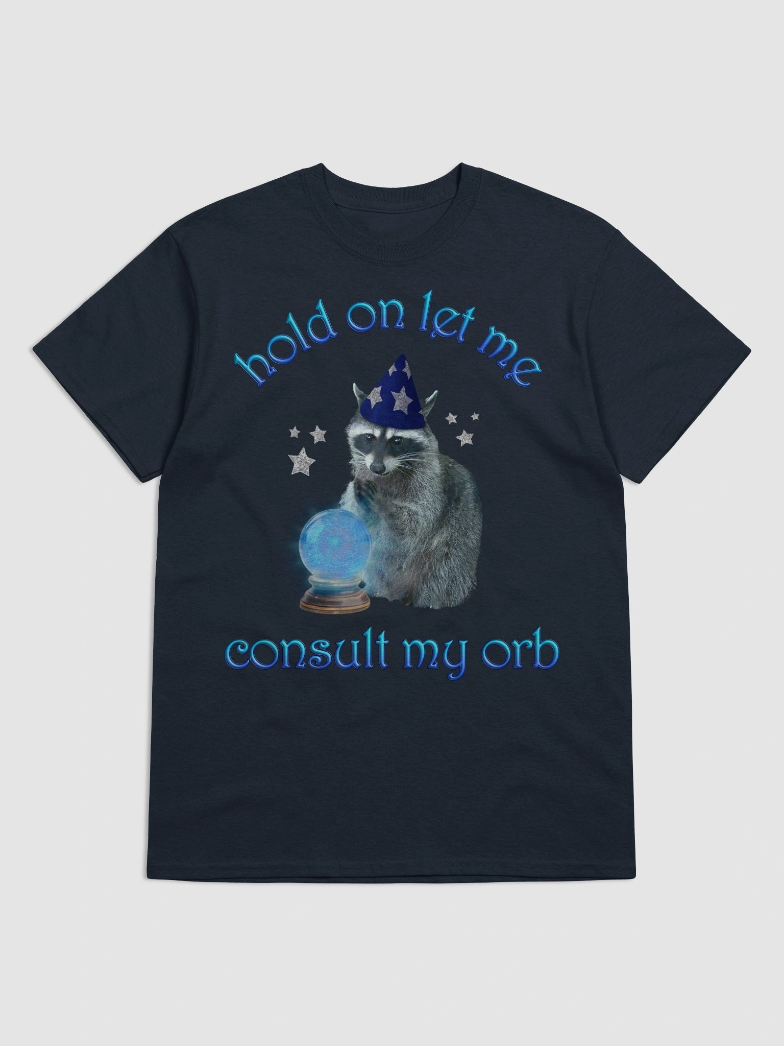 Let me consult my orb - wizard raccoon t-shirt product image (1)