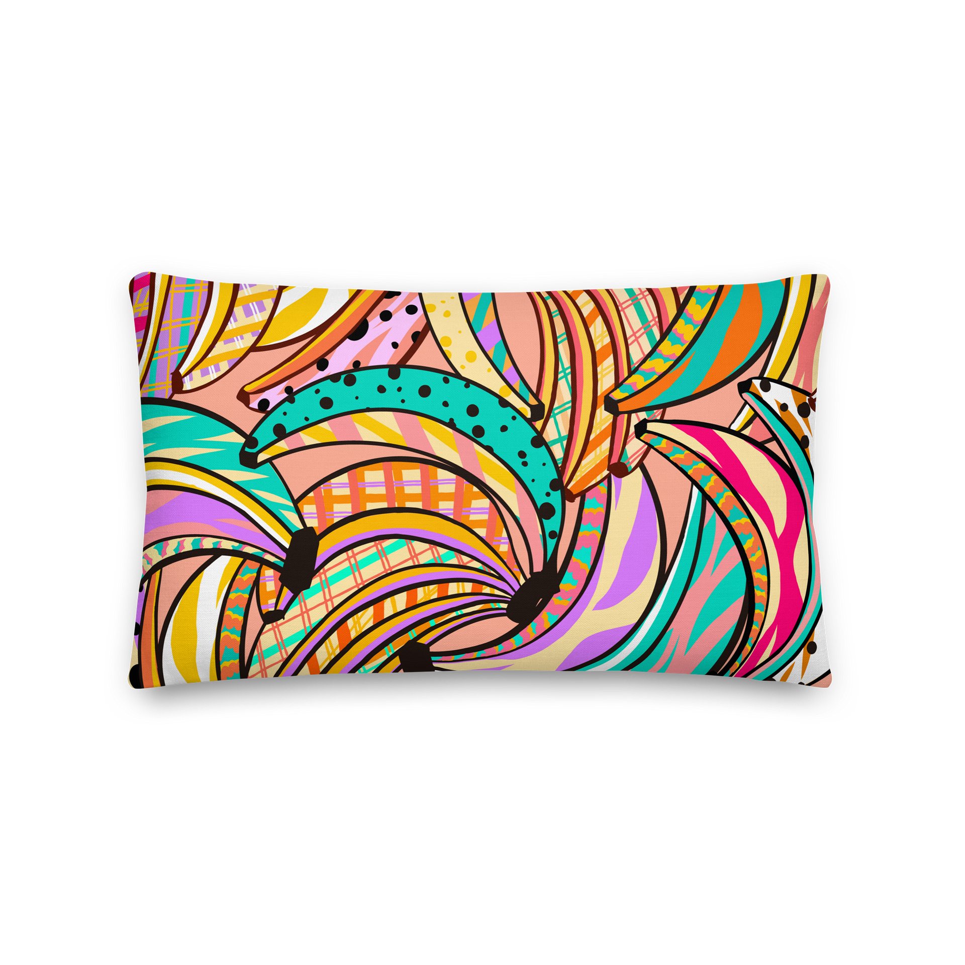 Colorful Tropical Banana Throw Pillow | Modern Abstract Fruit Decor Cushion product image (2)