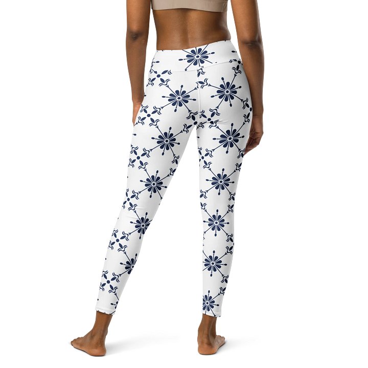 Floral Frost High-Waist Leggings - Blue and White Pattern product image (2)