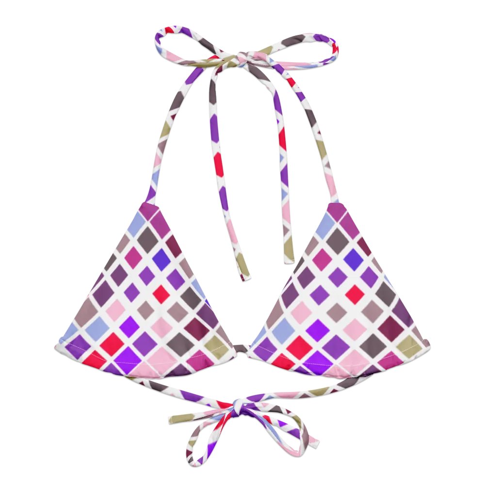 Colorful Square Pattern Design String Bikini Top - v1 product image (2)