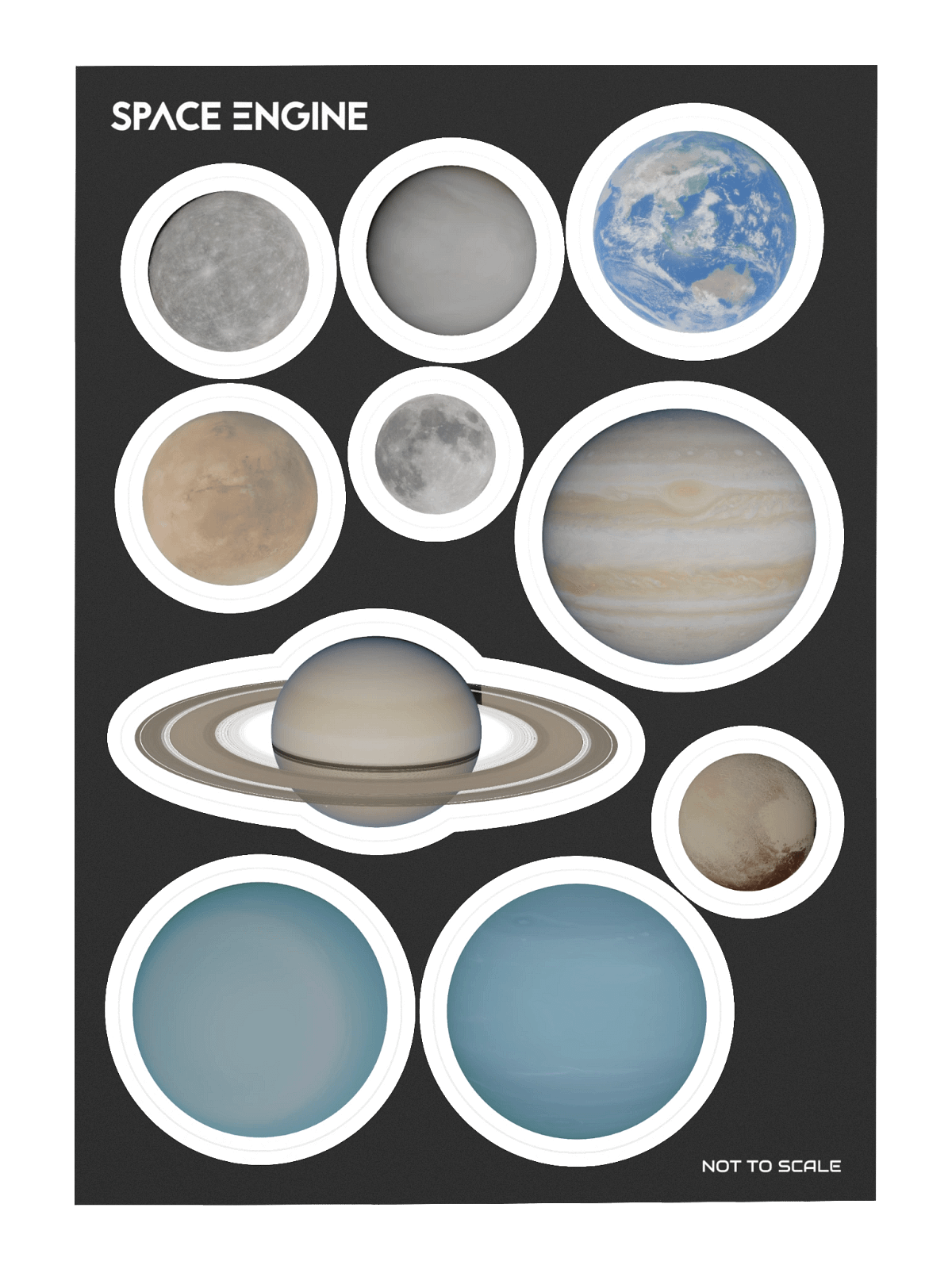 To Scale Sticker Planets Planets Sticker Set | SpaceEngine Merchandise