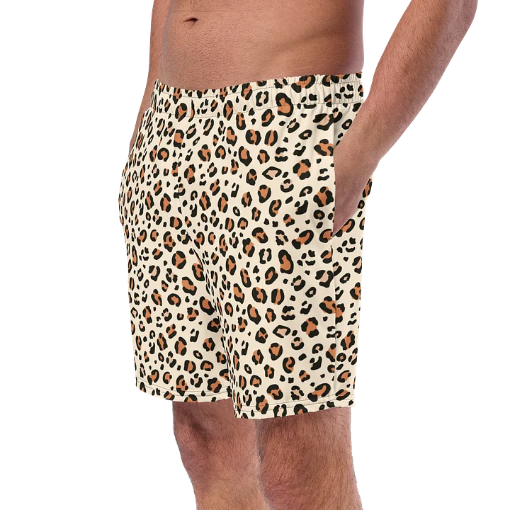Bold Brown Leopard Skin Print Swim Trunks product image (2)