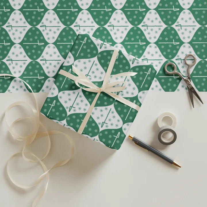 Flutes and Snowflakes - Contrabass - Green Gift Wrap Paper Sheets product image (2)
