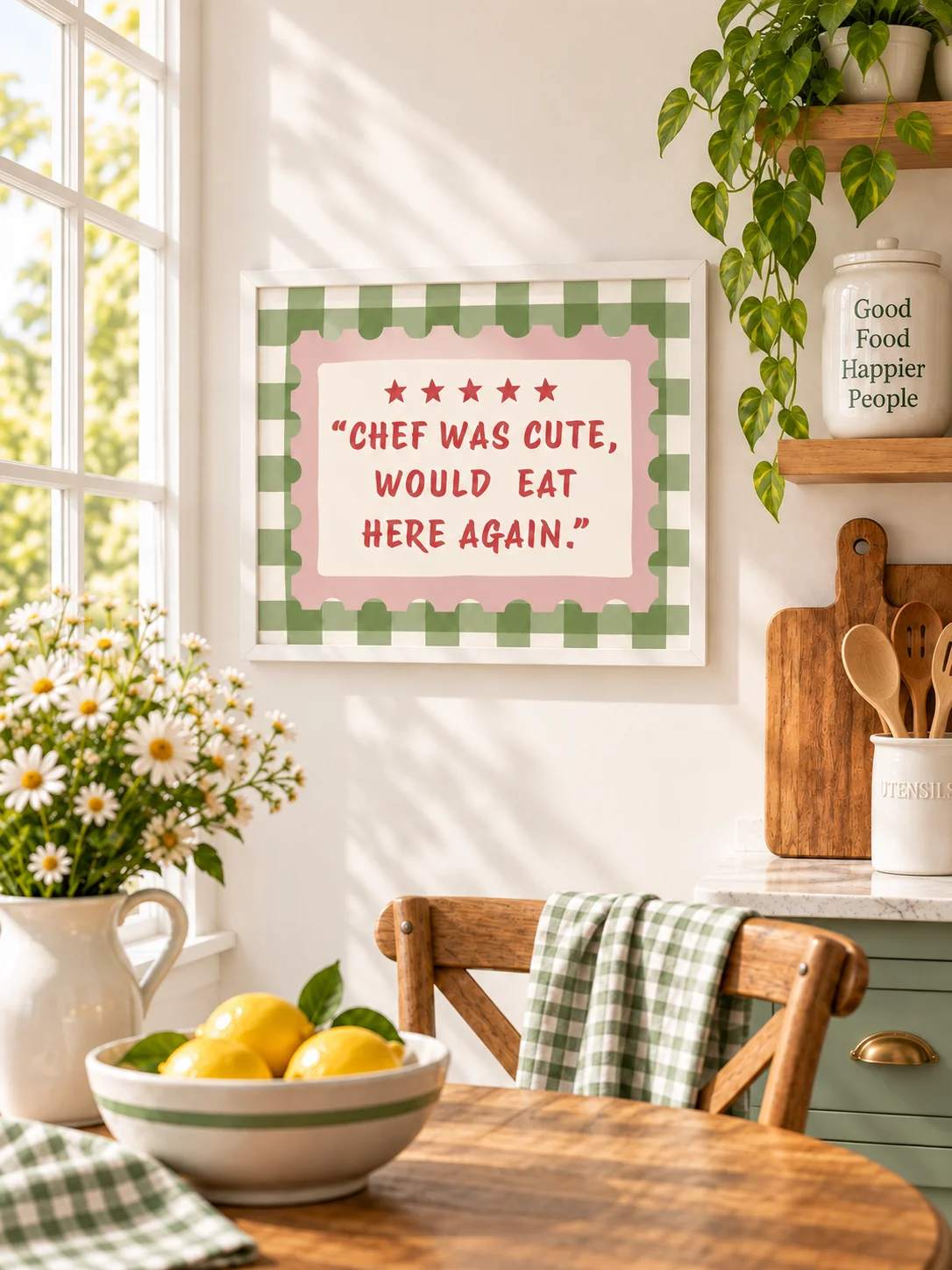 Chef Was Cute Quote | Funny Kitchen Wall Art | Retro Checkered Poster | Foodie Dining Decor | Printable Digital Download product image (9)