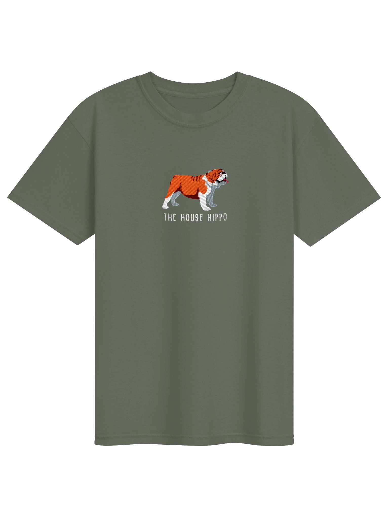 The House Hippo T-Shirt(Embroidered) of an English Bulldog(Red & White) product image (25)