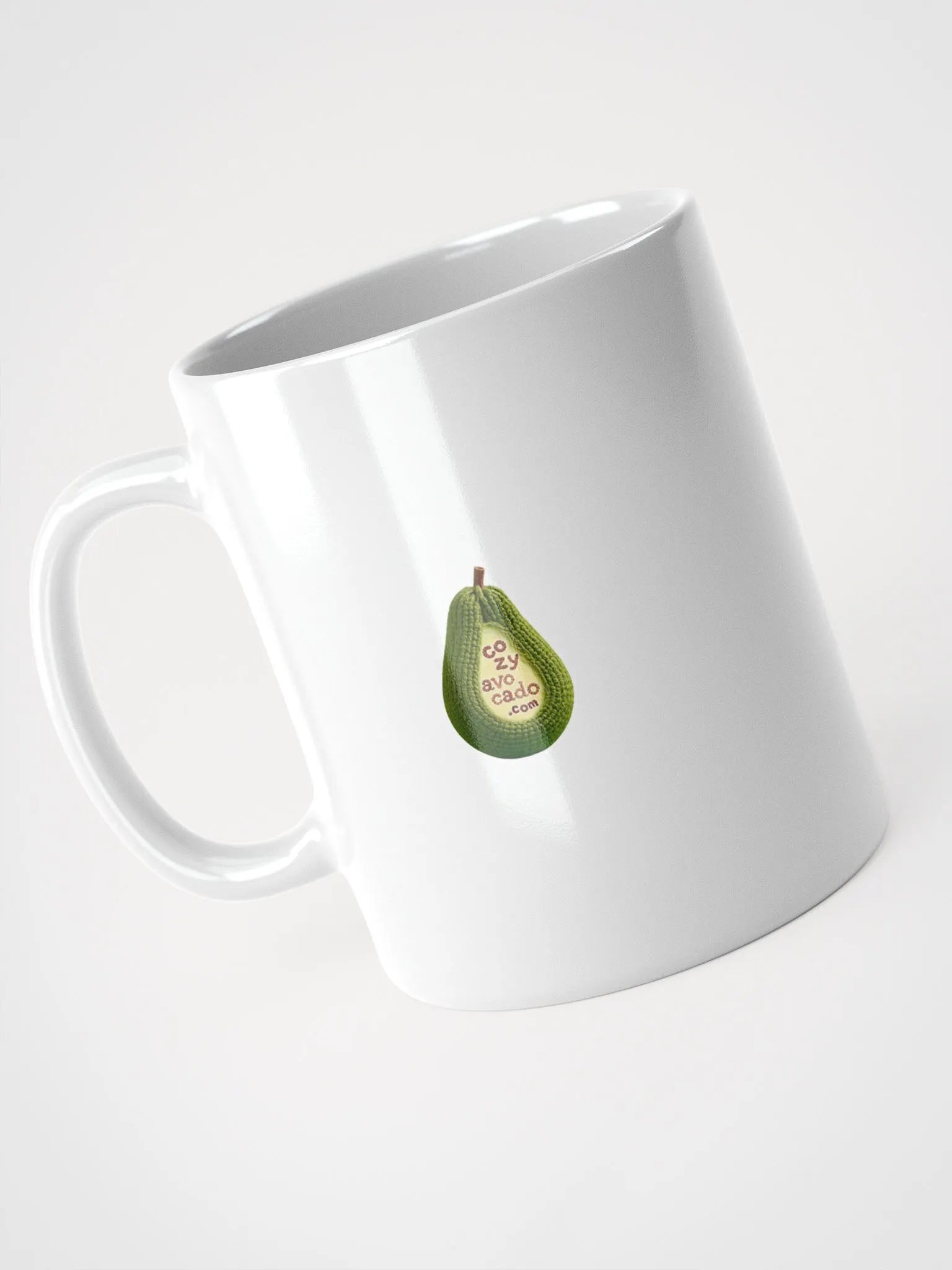 CozyAvocado White Glossy Mug Crochet Peach #1 product image (3)