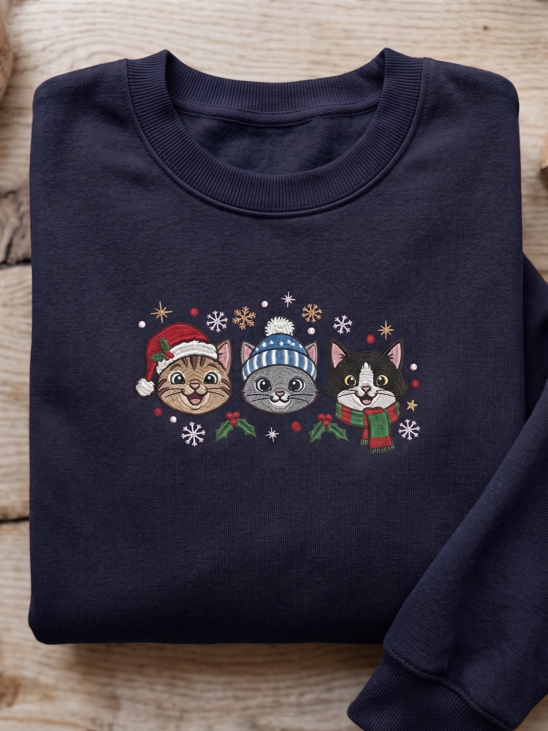 Christmas Cat Trio Sweatshirt – Cute Holiday Cats product image (1)