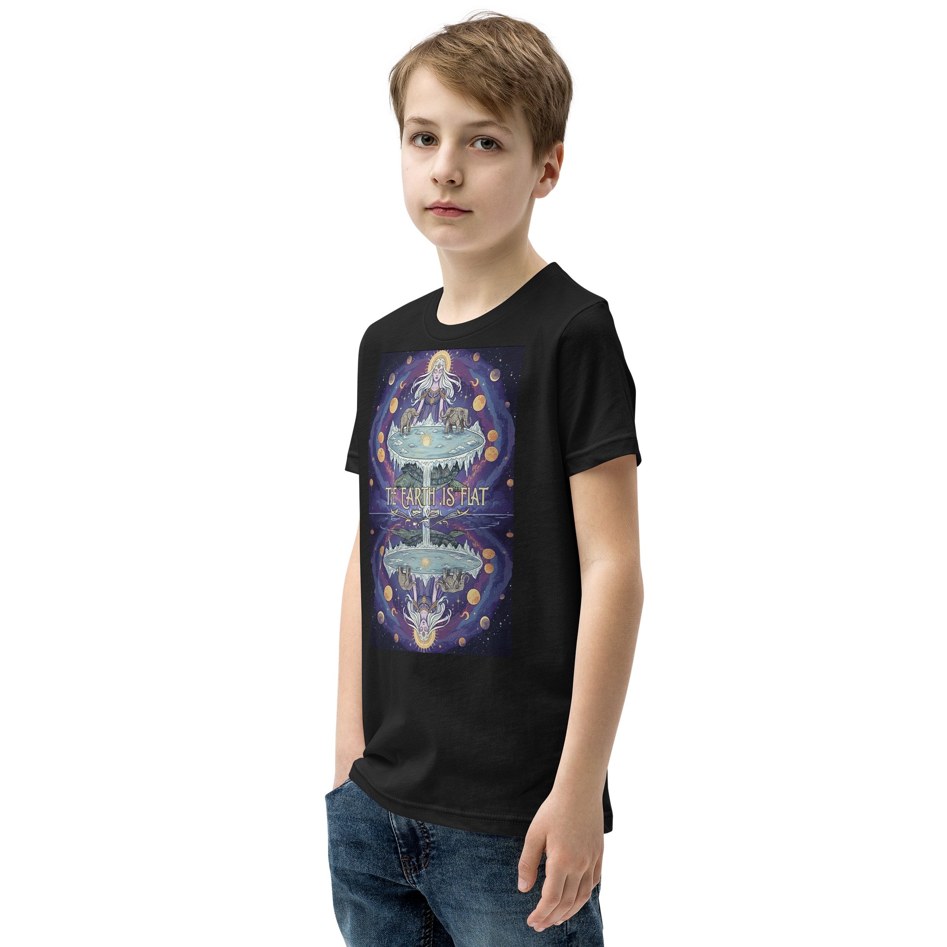 Cosmic Flat Earth Youth T-Shirt product image (3)