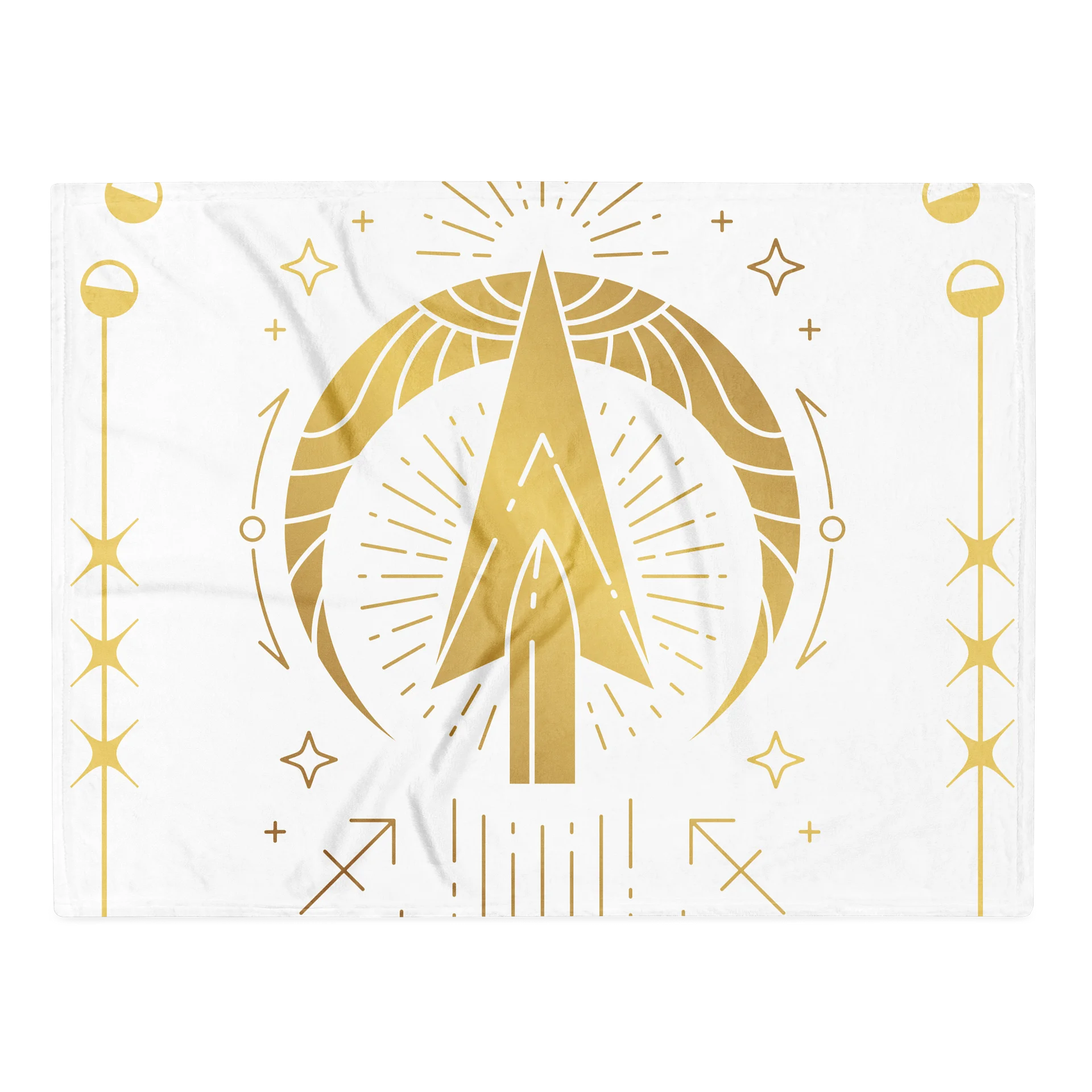 Sagittarius Zodiac Blanket — Gold & White Arrow Pencil Art Throw for Witchy Bedroom Décor product image (2)