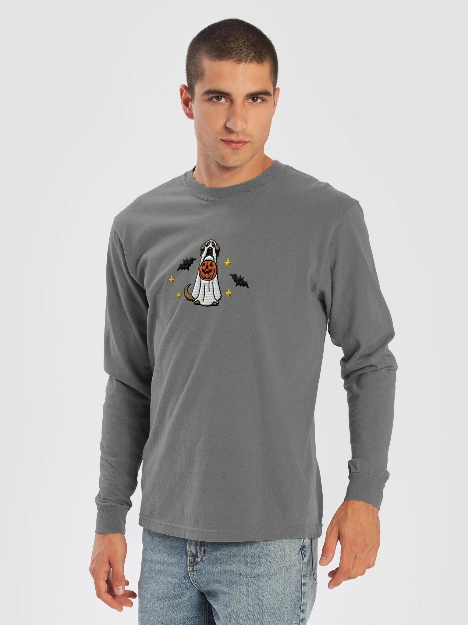 Halloween Anatolian Shepherd Dog(Tan, Black Mask) Embroidered Long-Sleeve T-Shirt product image (13)
