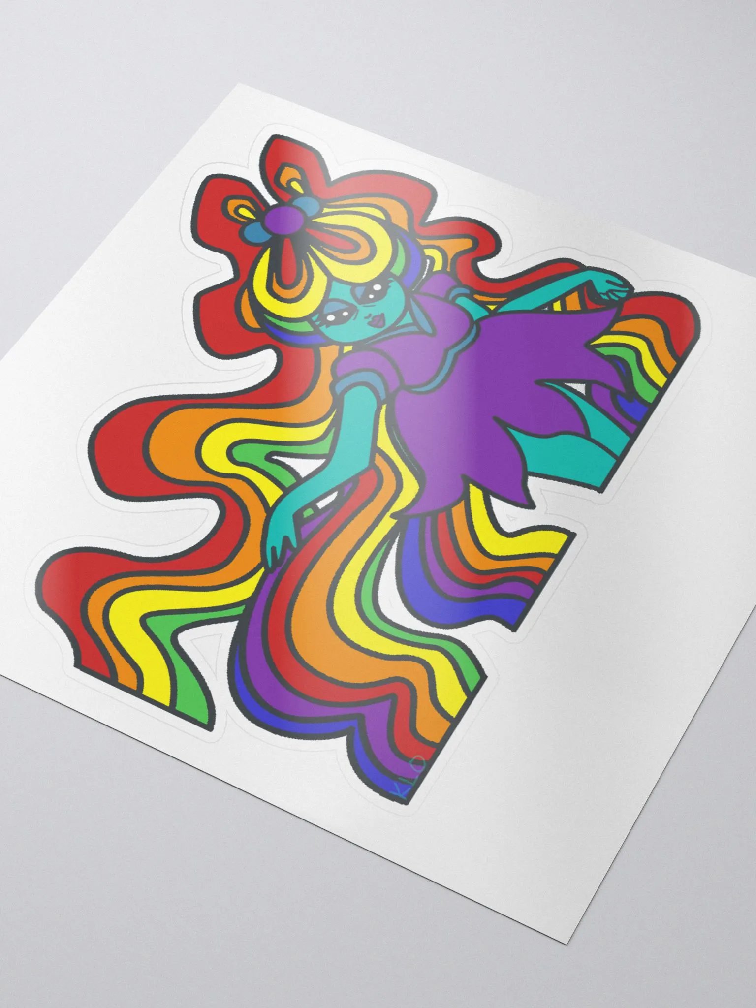 Rainbow Haired Alien Sticker product image (1)