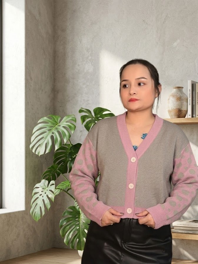 Autumn pink rattan cardigan set product image (1)