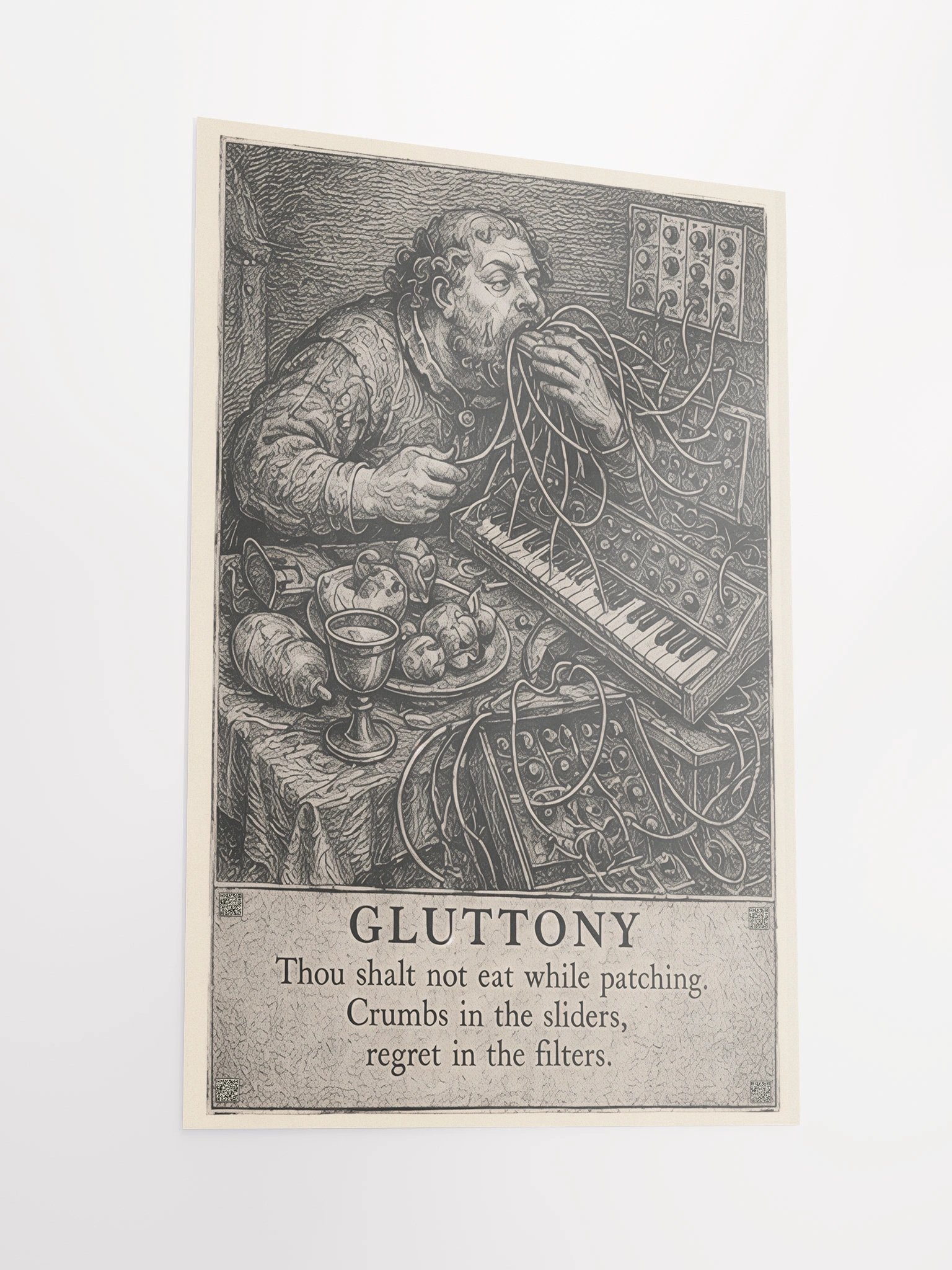 Gluttony, from THE SEVEN HERESIES OF SYNTHESIS, by Frank Fonik, Techno EDM Matte Paper Poster product image (1)