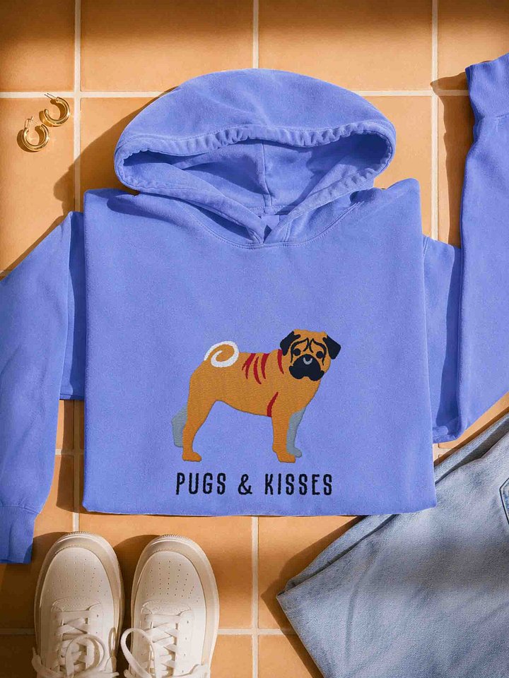 Pugs and Kisses Premium Hoodie (Embroidered) of a Pug(Fawn) product image (1)