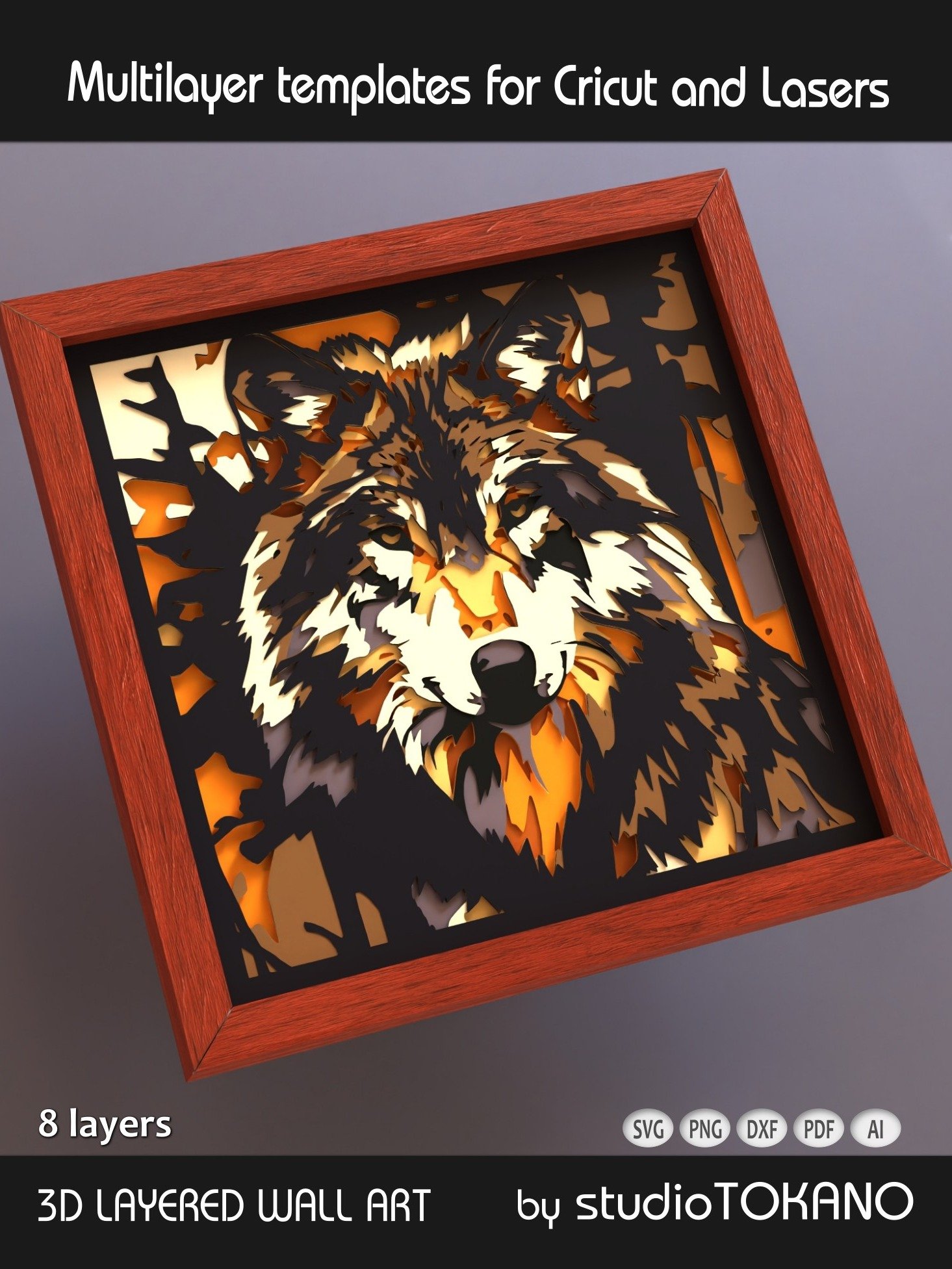 Wolf Shadow box SVG product image (4)